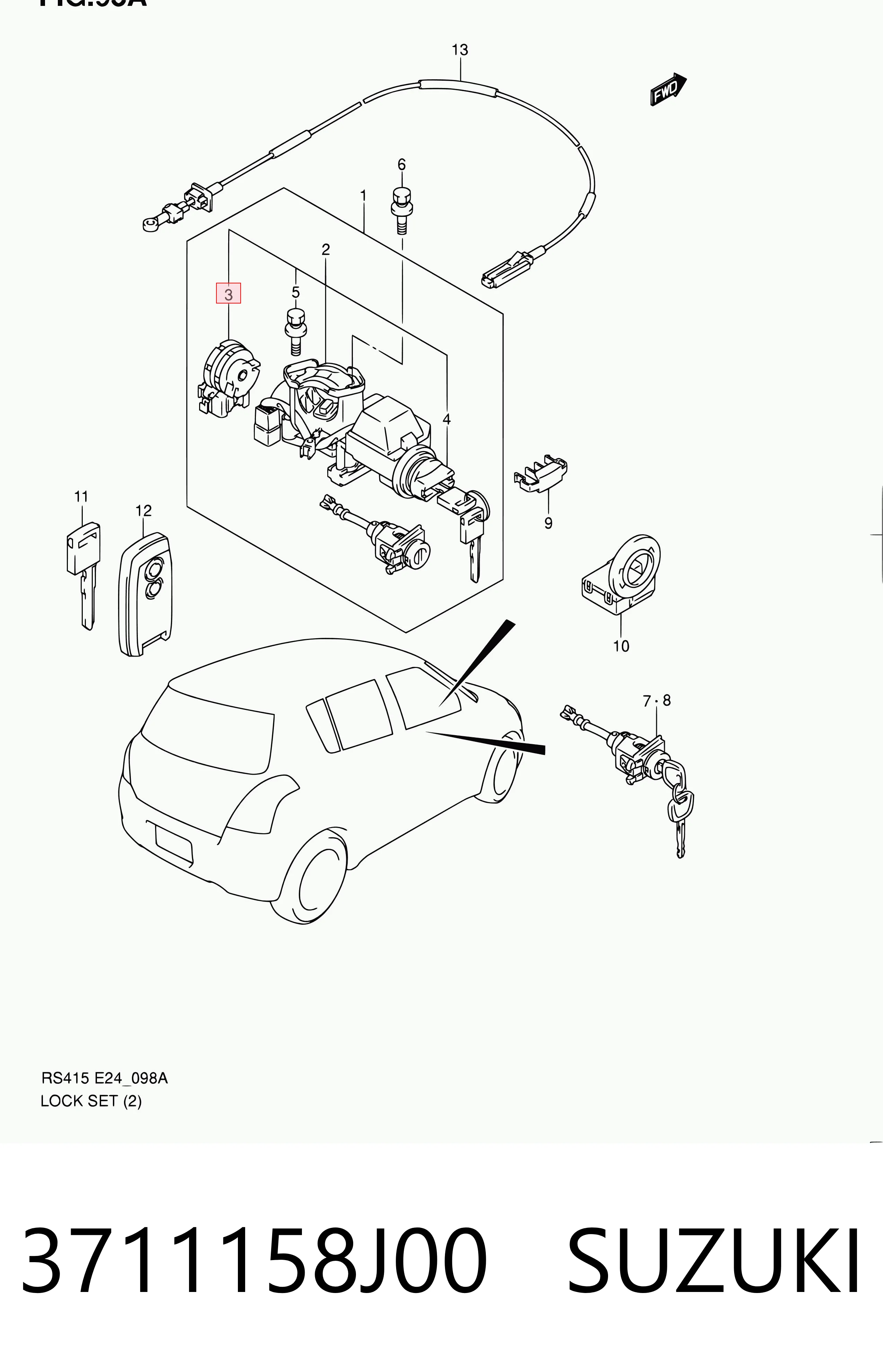 3711158J00 Suzuki Контакты замка зажигания
