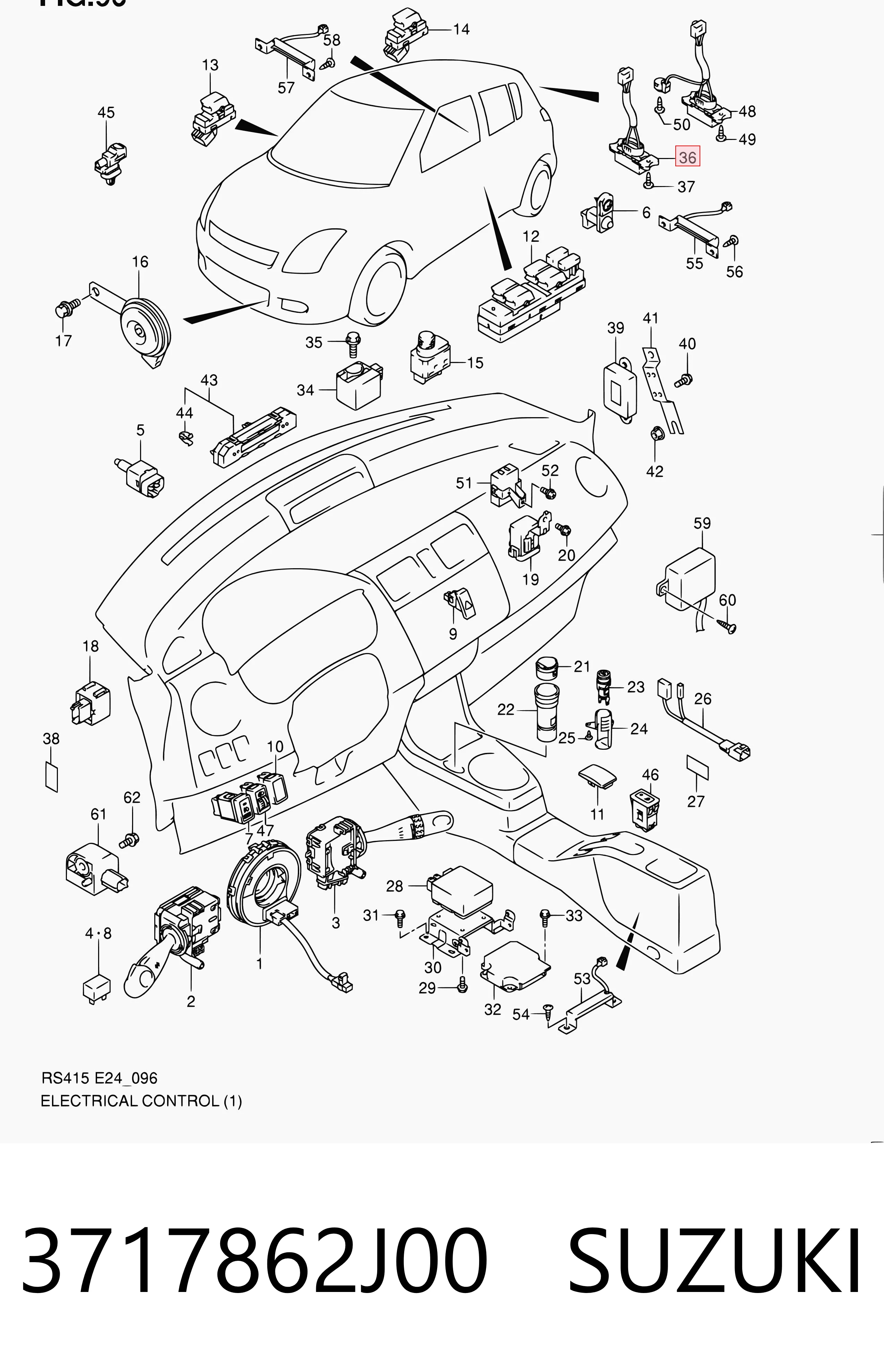 3717862J00 Suzuki Датчик открытия крышки багажника/задней двери (ляды)