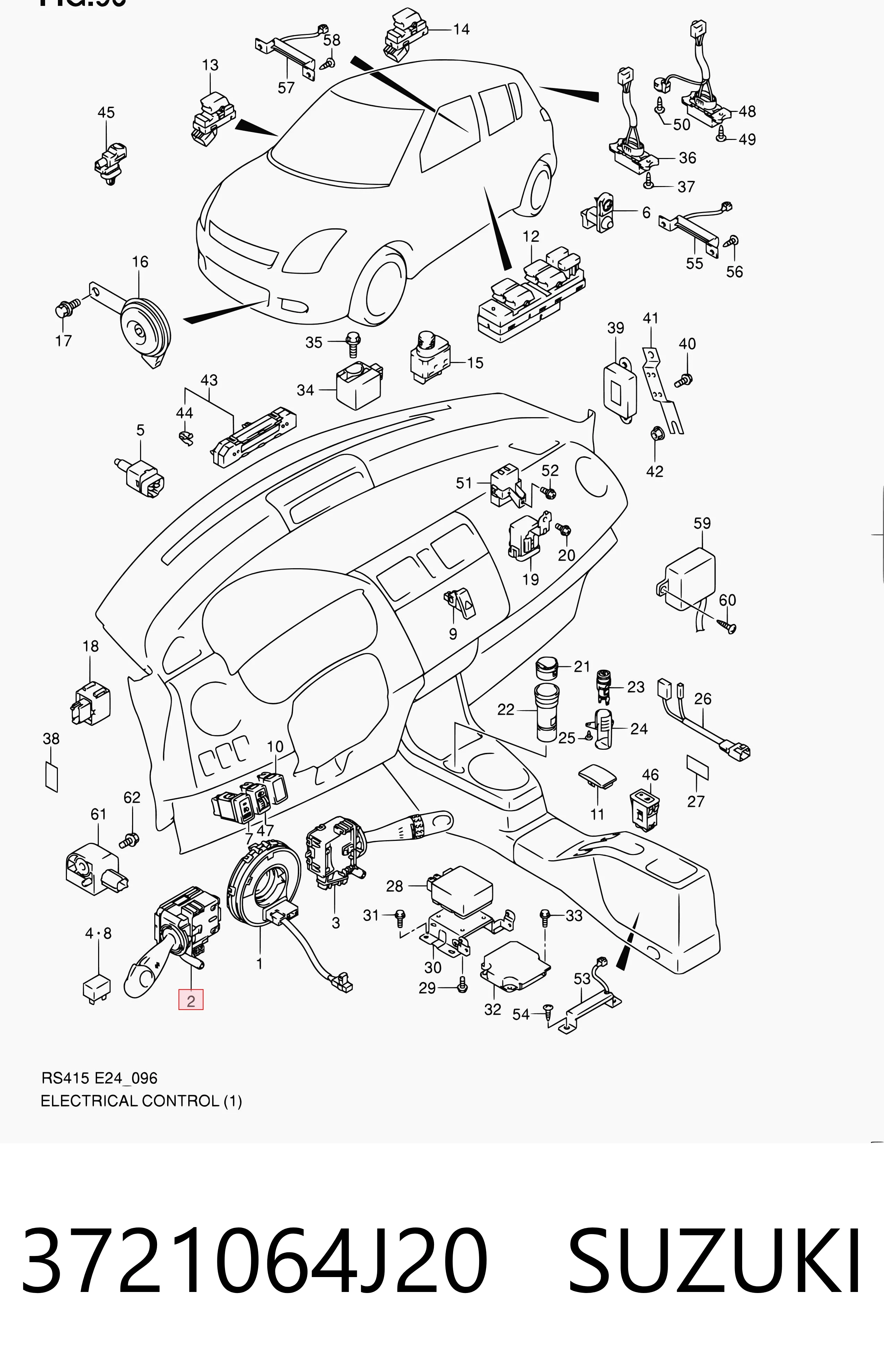 3721064J20 Suzuki Левый подрулевой переключатель
