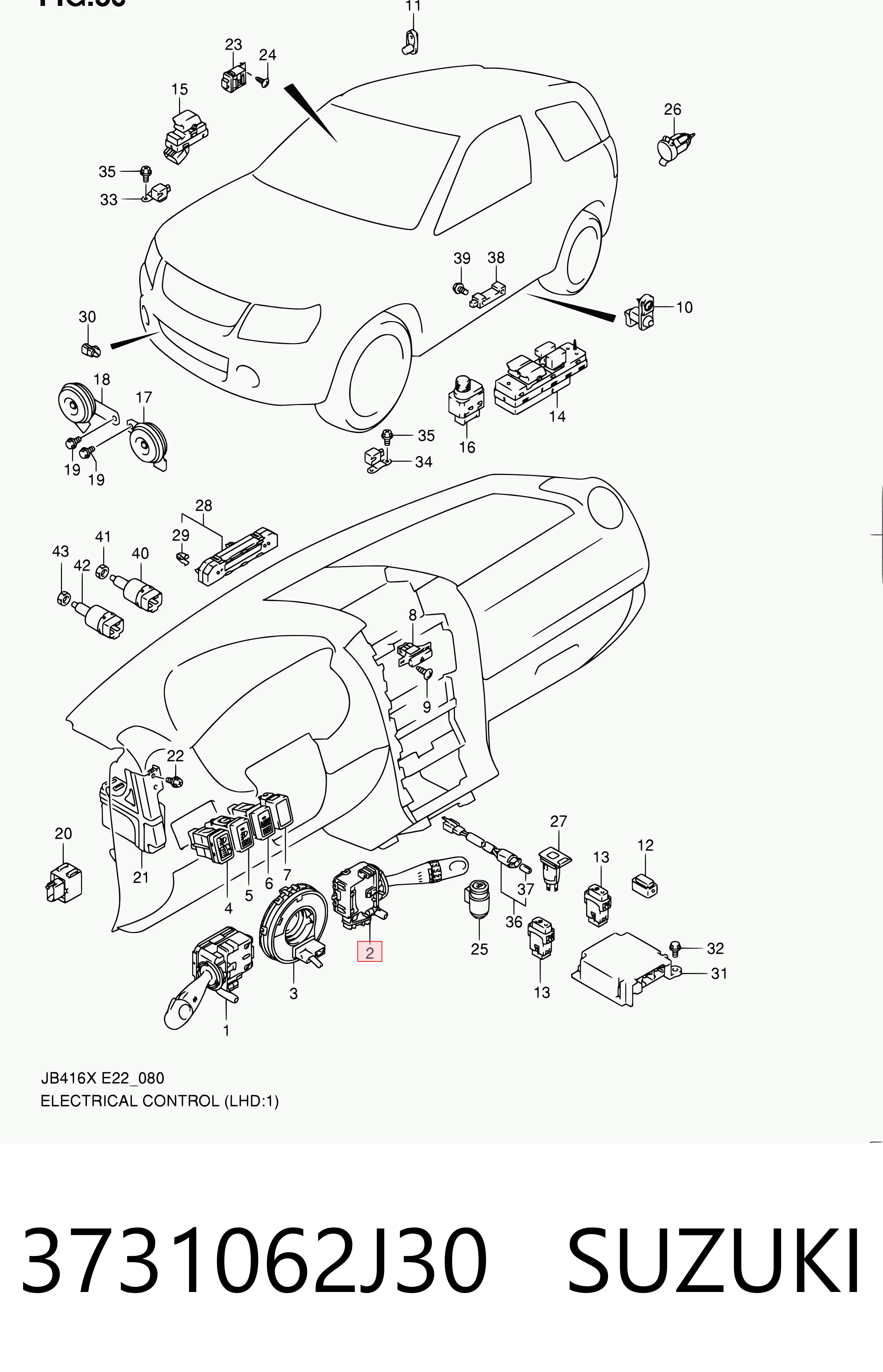 3731062J30 Suzuki Переключатель подрулевой, правый