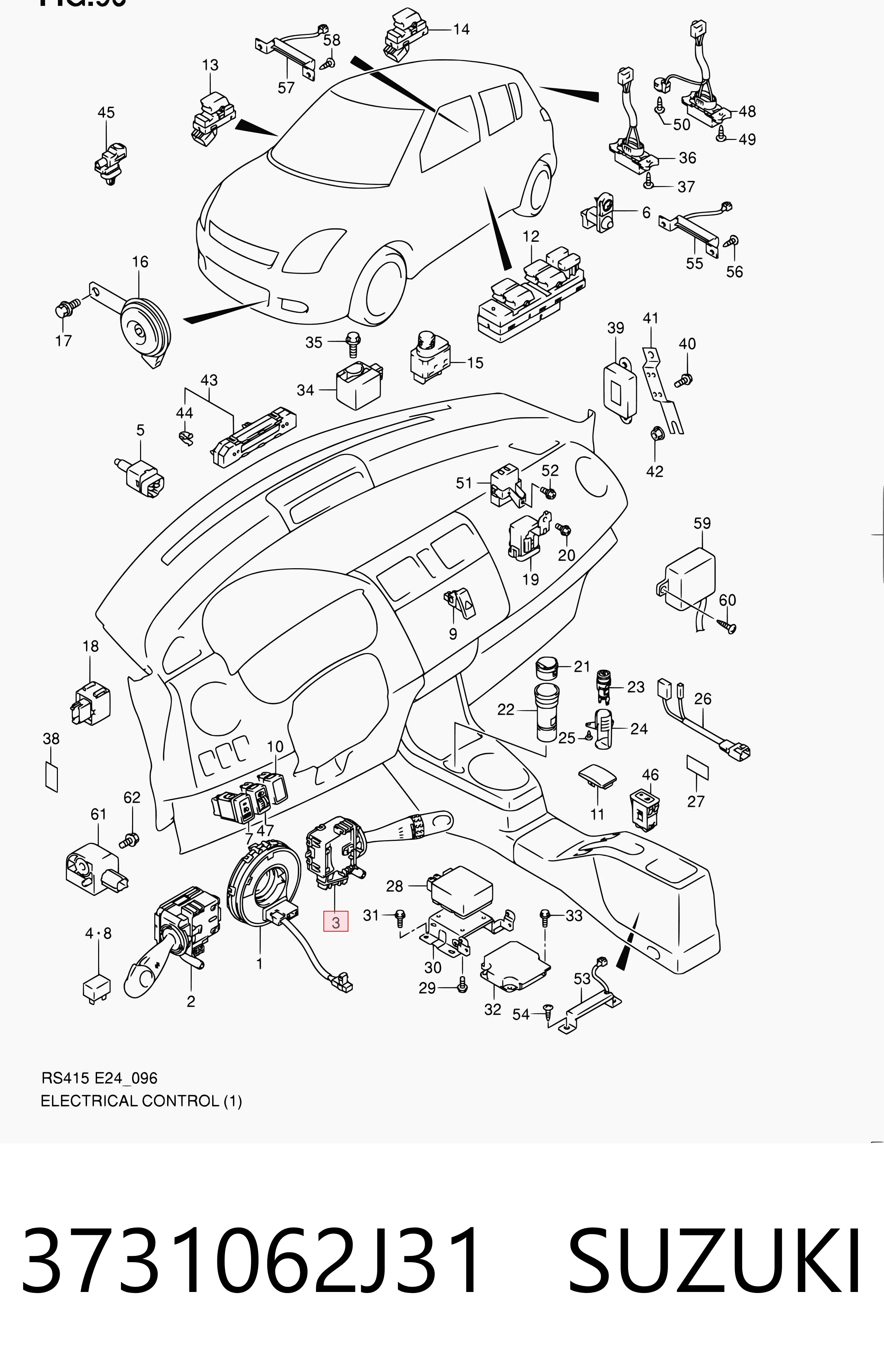 3731062J31 Suzuki Переключатель подрулевой, правый