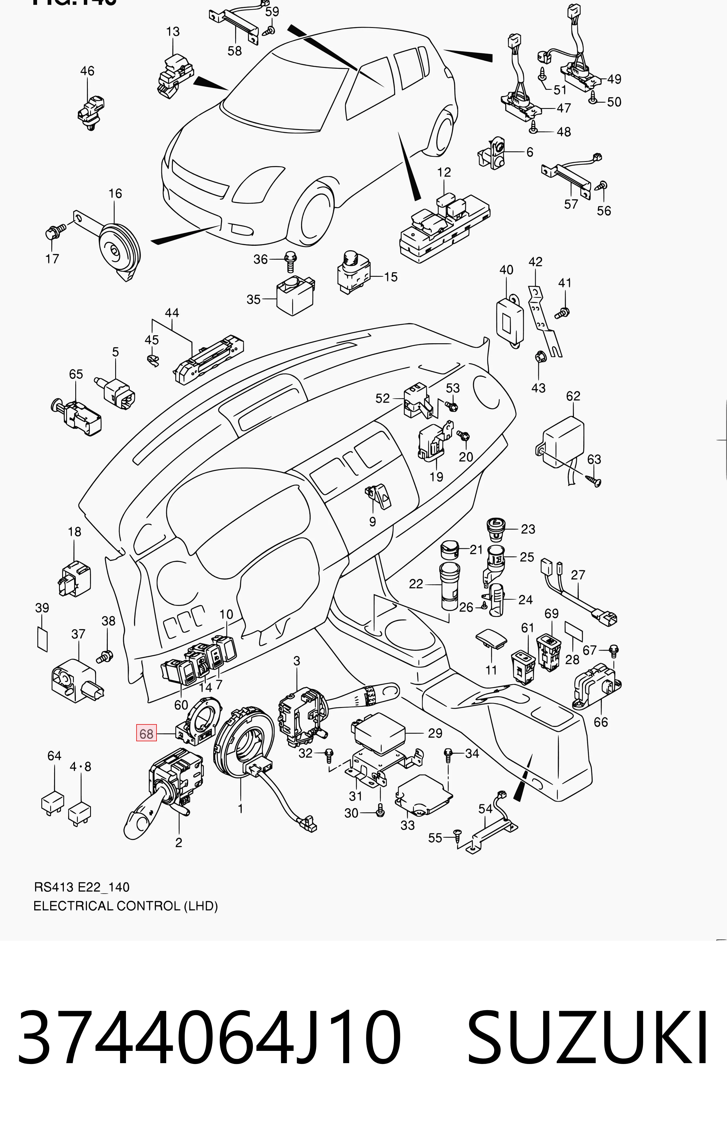 3744064J10 Suzuki Датчик угла поворота руля