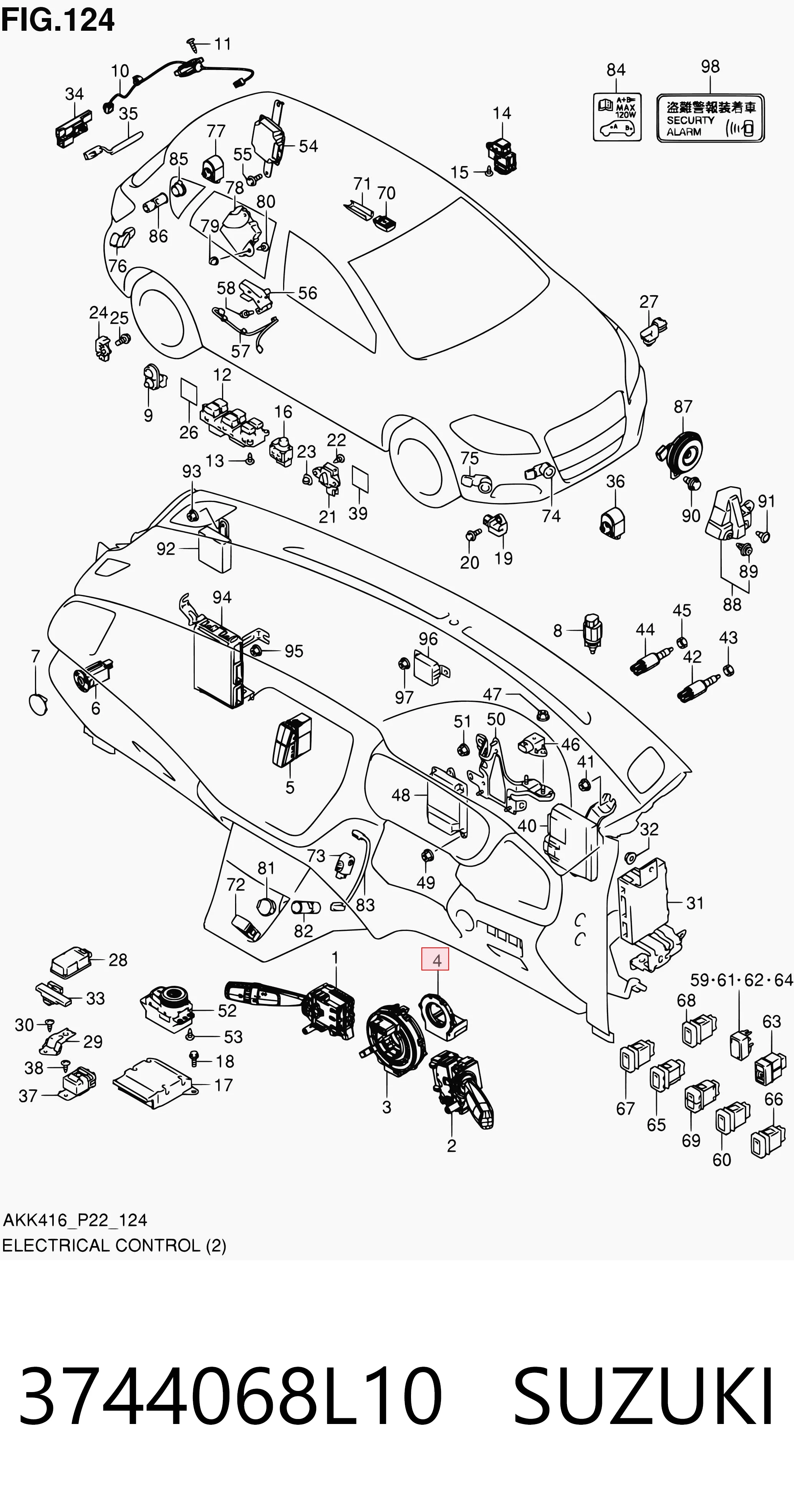 3744068L10 Suzuki Датчик угла поворота руля