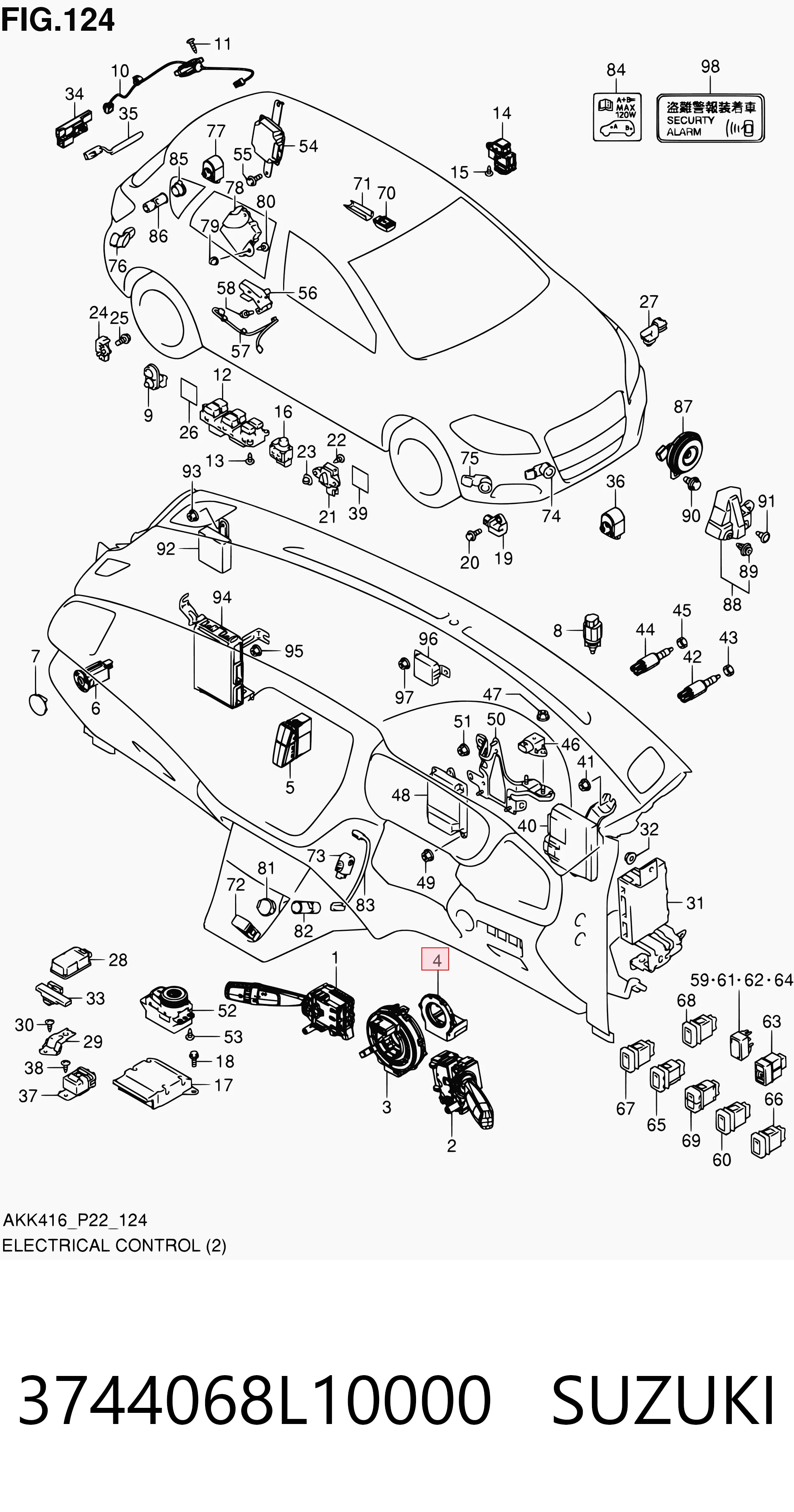 Датчик поворота руля Suzuki 3744068L10000 цена, от 101.69 USD