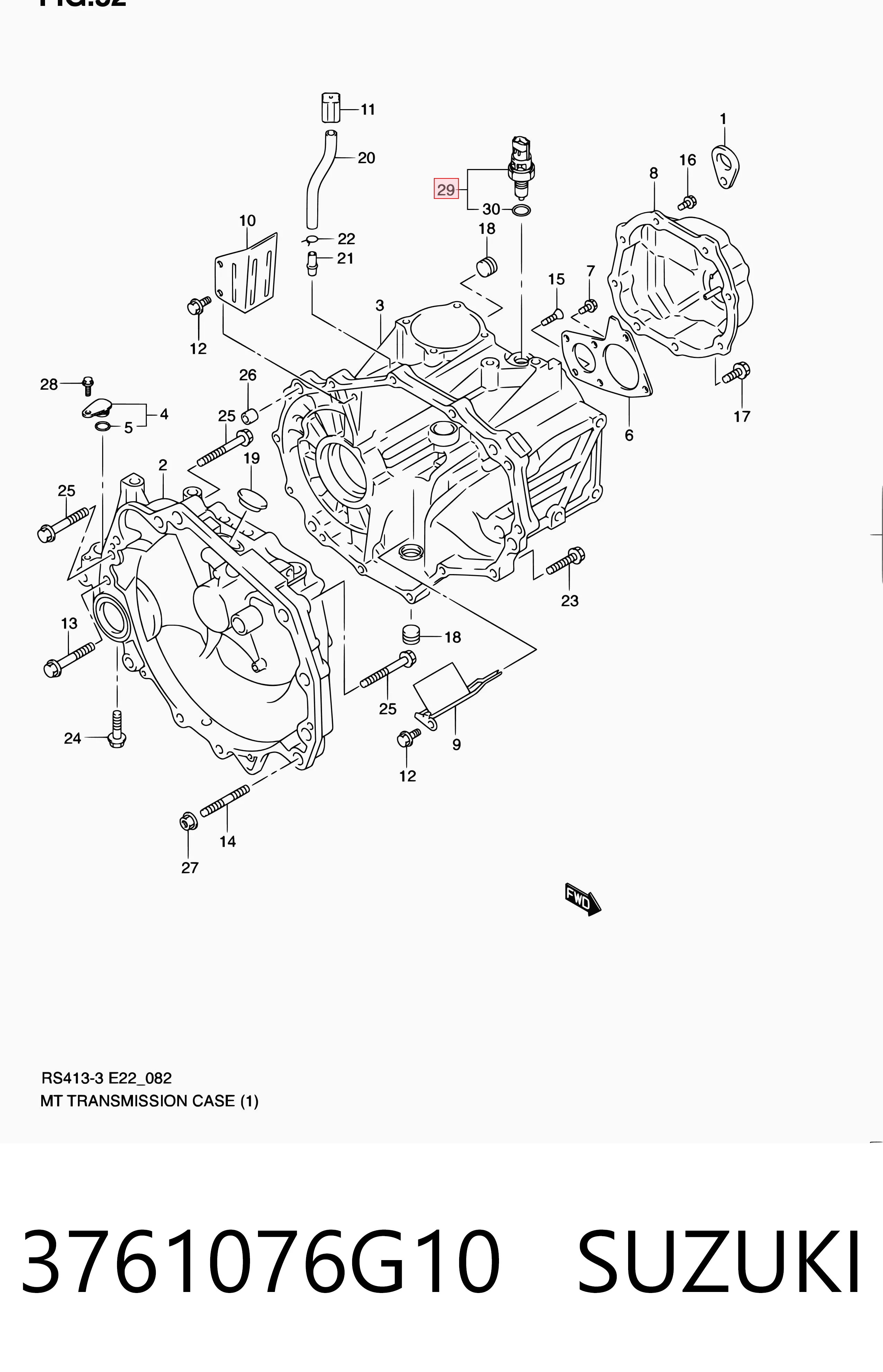 3761076G10 Suzuki Датчик включения фонарей заднего хода