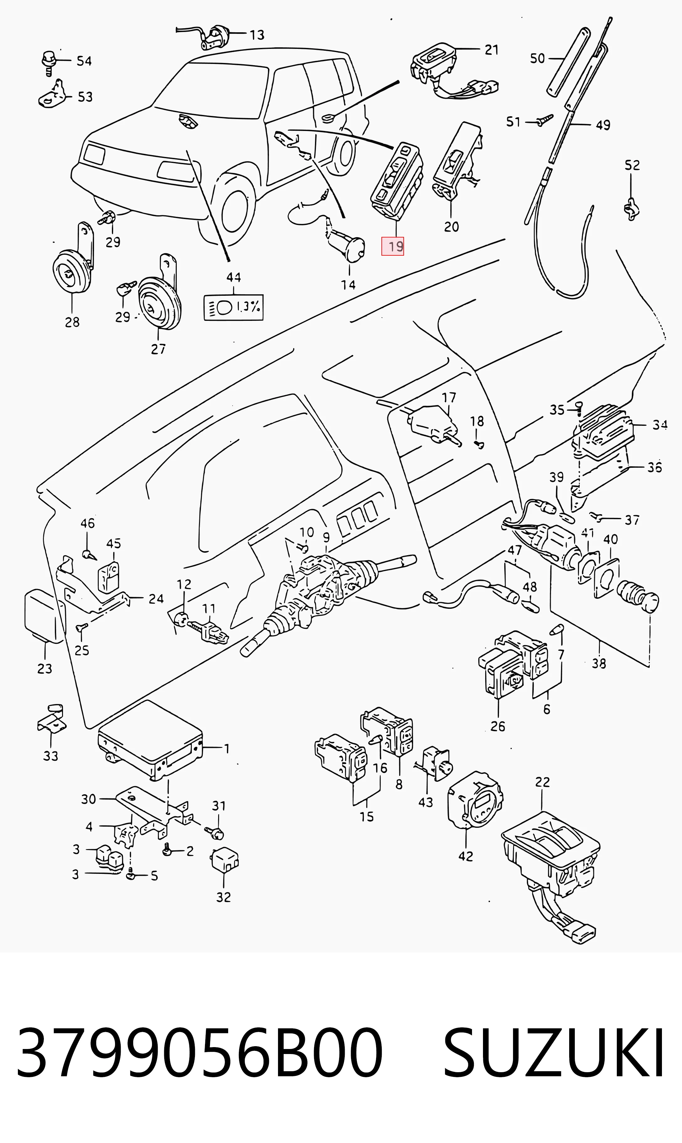 3799056B00 Suzuki Кнопки переднего левого стекло подъёмника