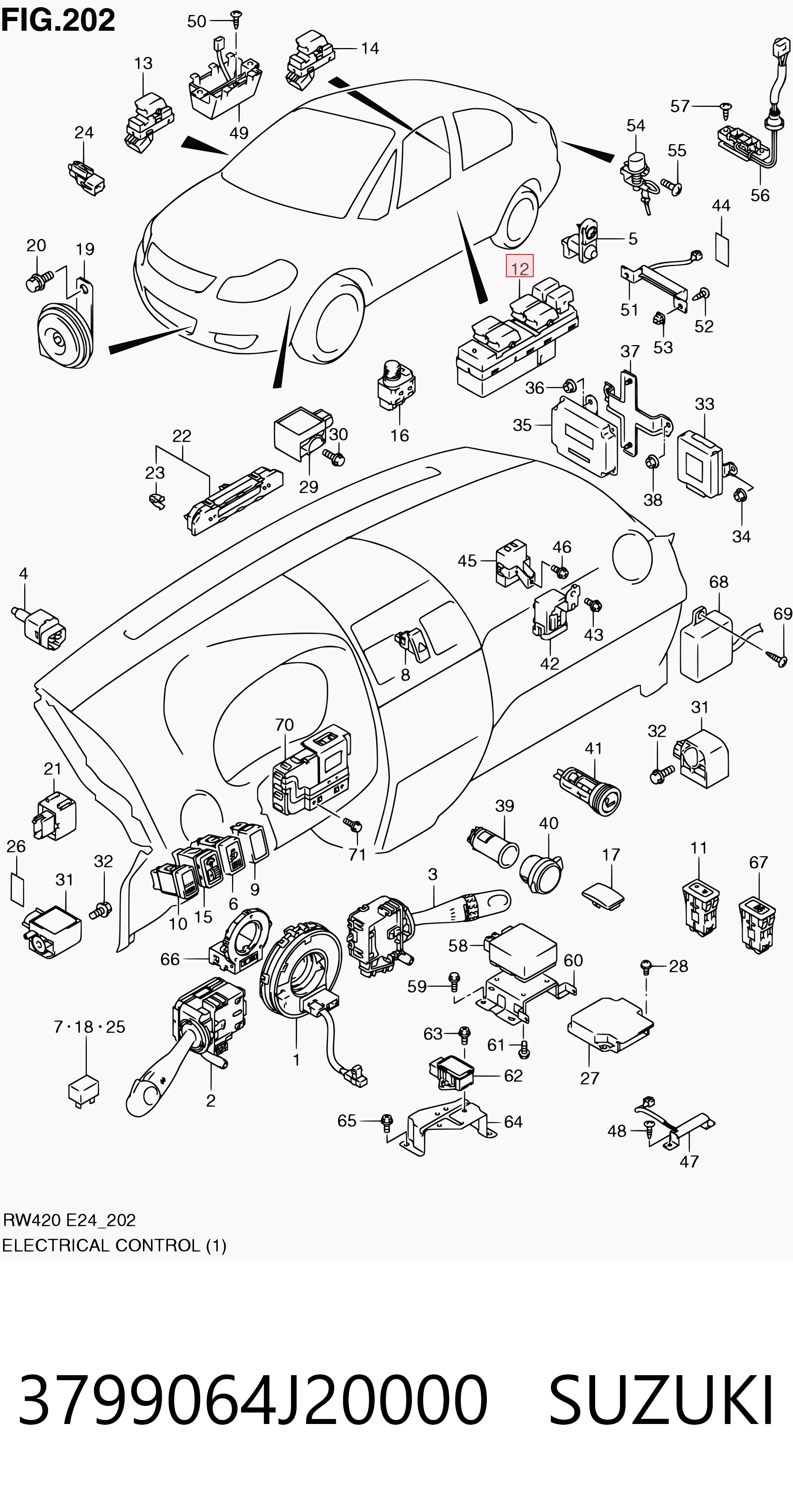 3799064J20000 Suzuki Кнопки переднего левого стекло подъёмника