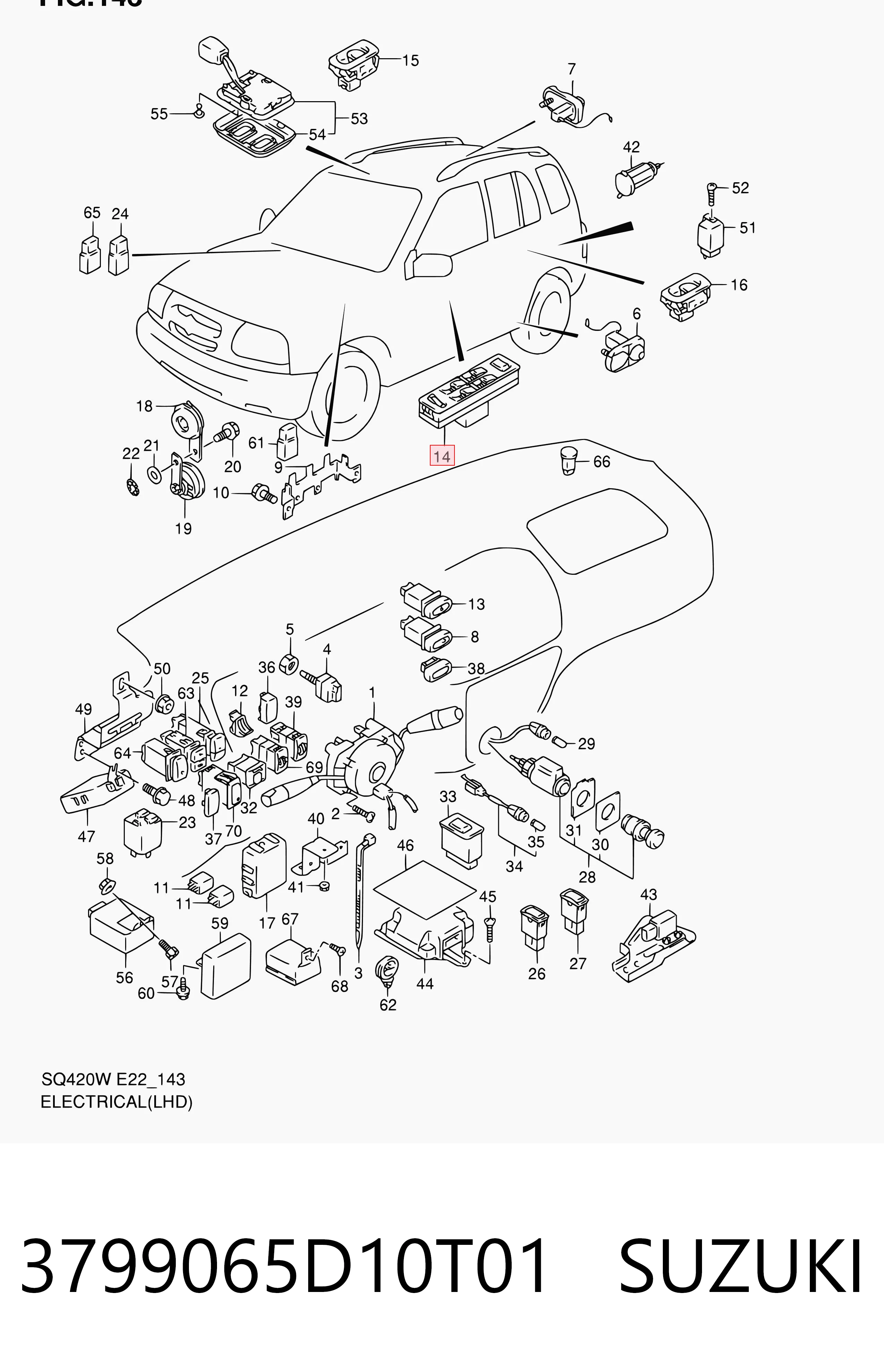3799065D10T01 Suzuki Кнопки переднего левого стекло подъёмника