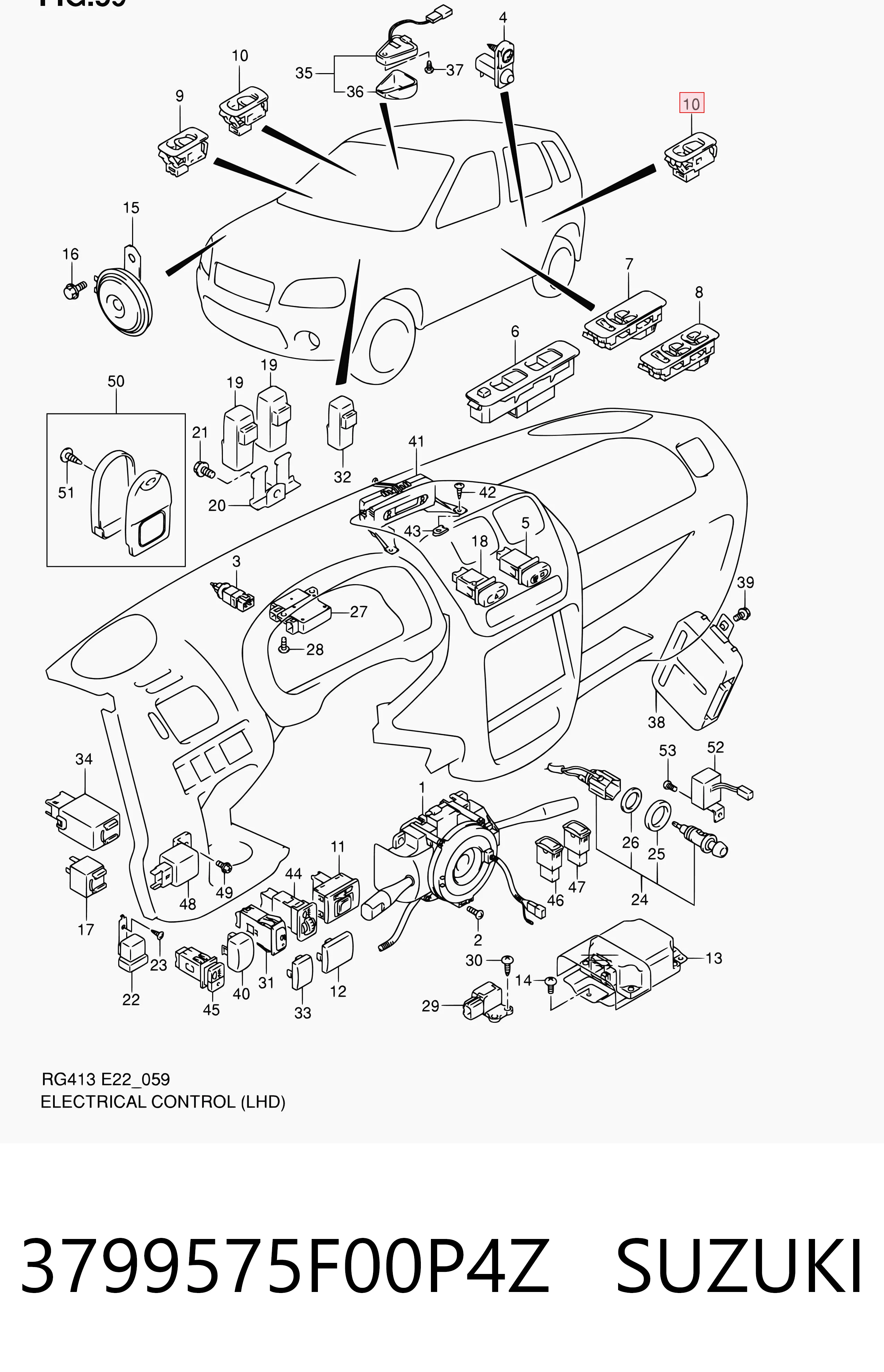 3799575F00P4Z Suzuki Кнопки заднего стеклоподъемника