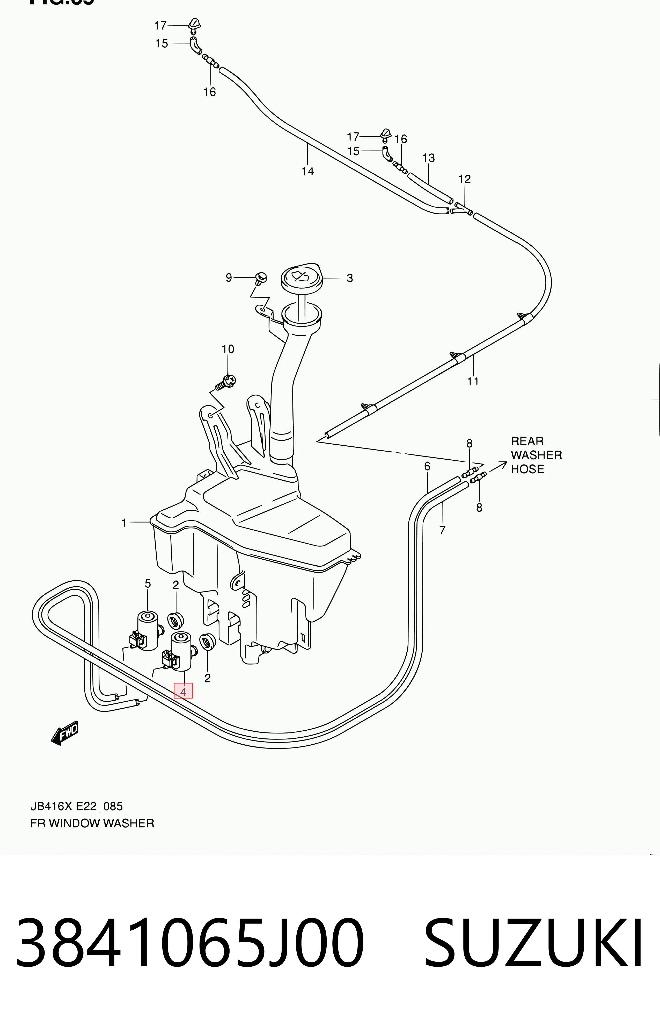 3841065J00 Suzuki Мотор омывателя лобового стекла
