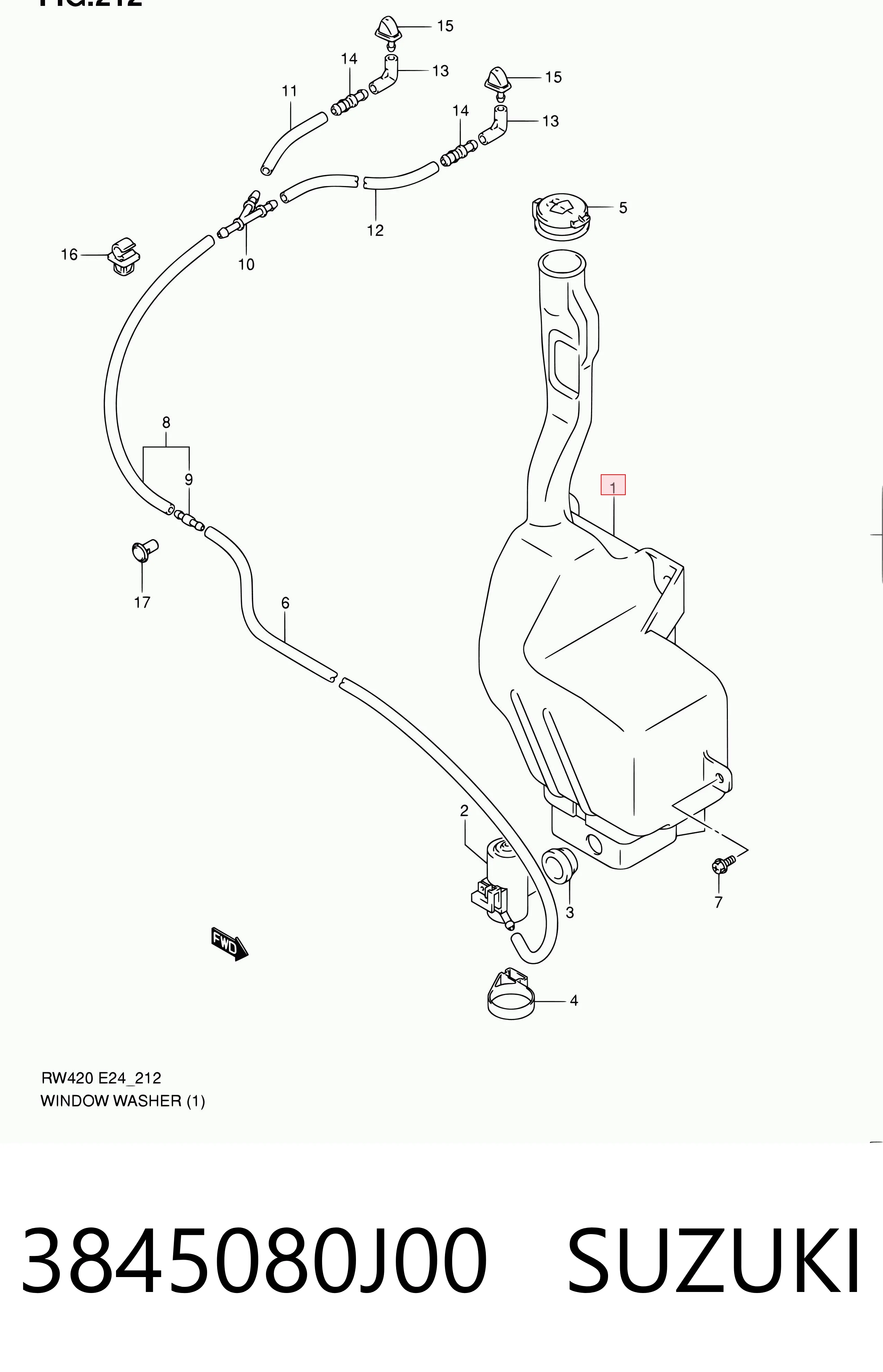 3845080J00 Suzuki Бачок омывателя стекла