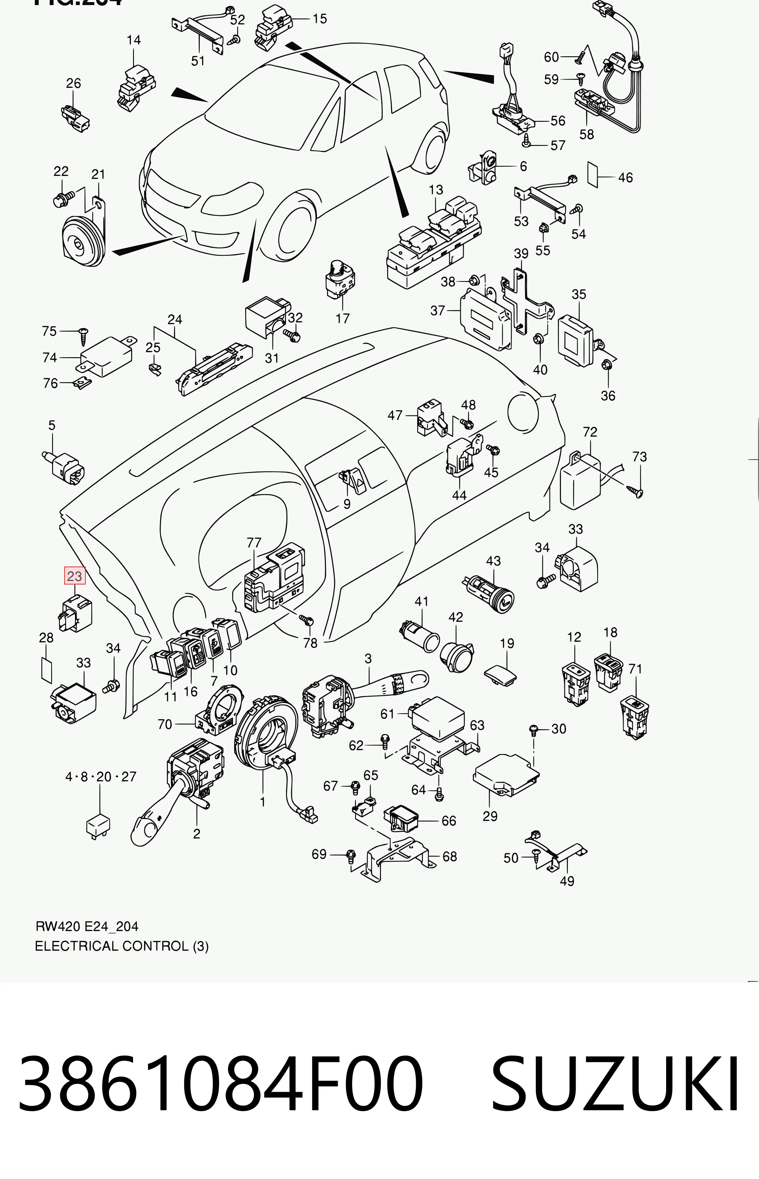 3861084F00 Suzuki Реле указателей поворотов