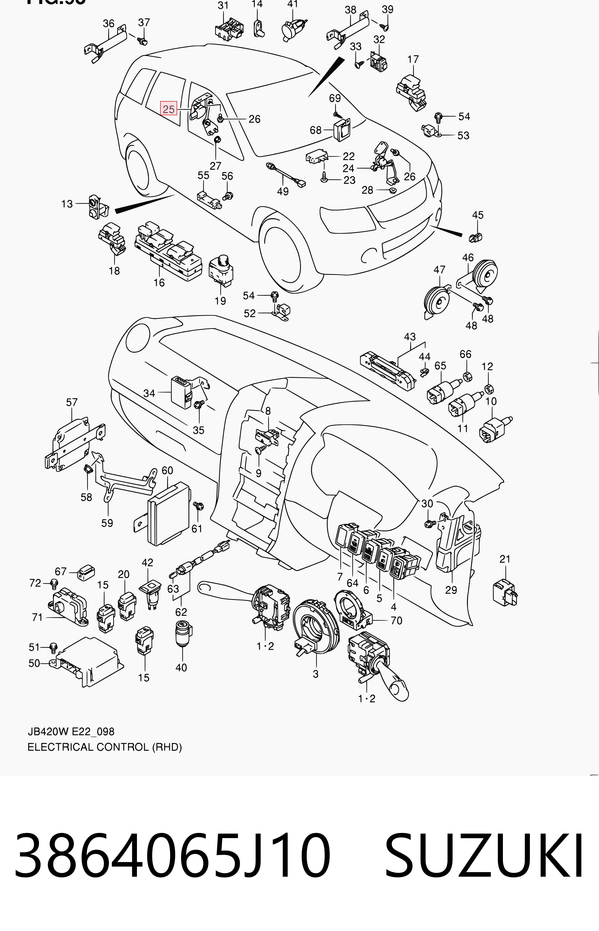 3864065J10 Suzuki Задний датчик положения кузова