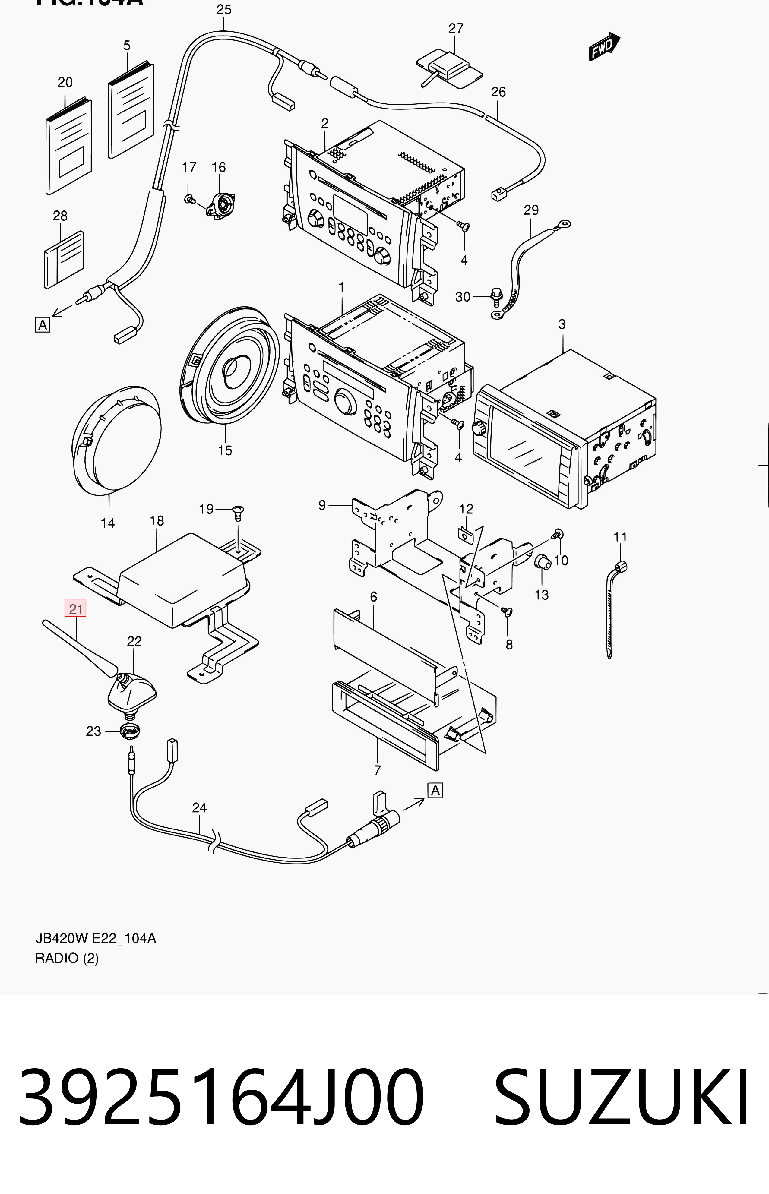 3925164J00 Suzuki Шток антенны