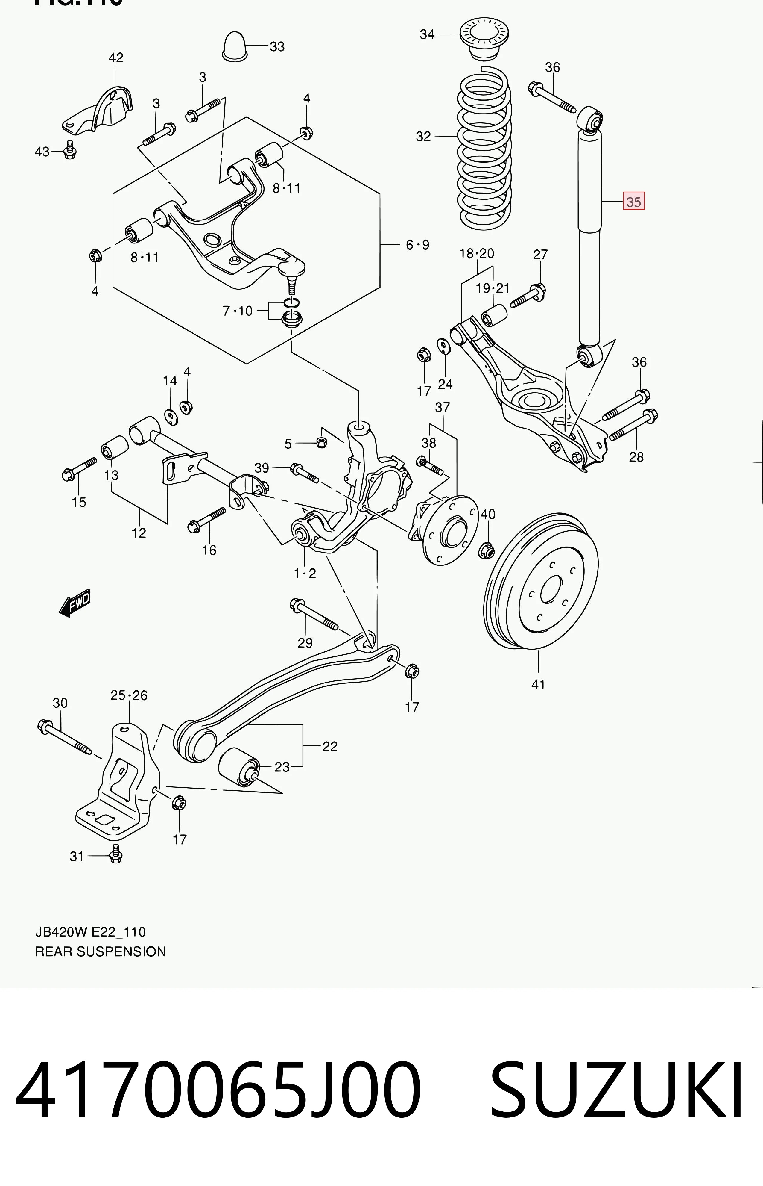4170065J00 Suzuki Амортизаторы задние