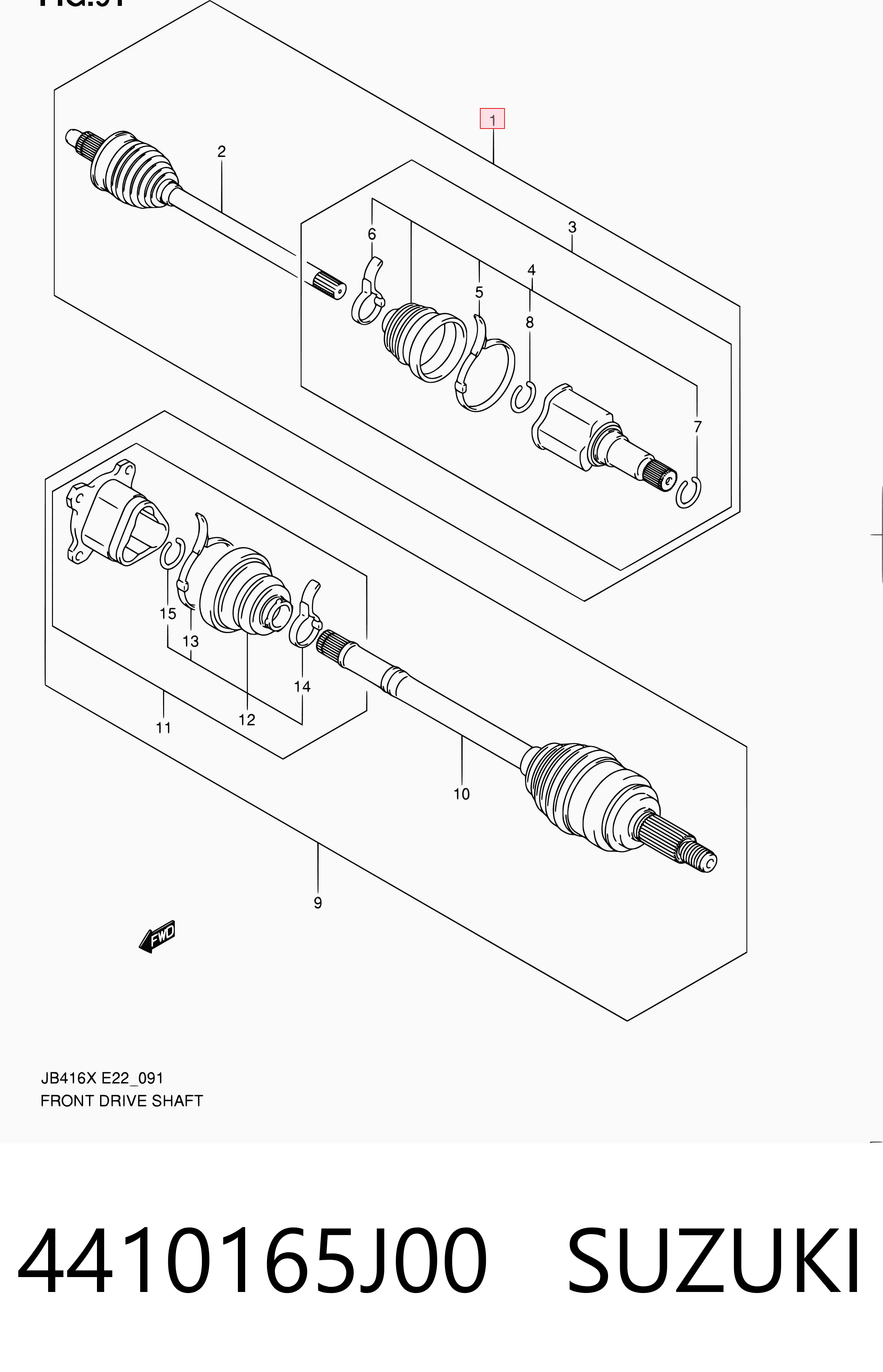 4410165J00 Suzuki Полуось передняя, правая