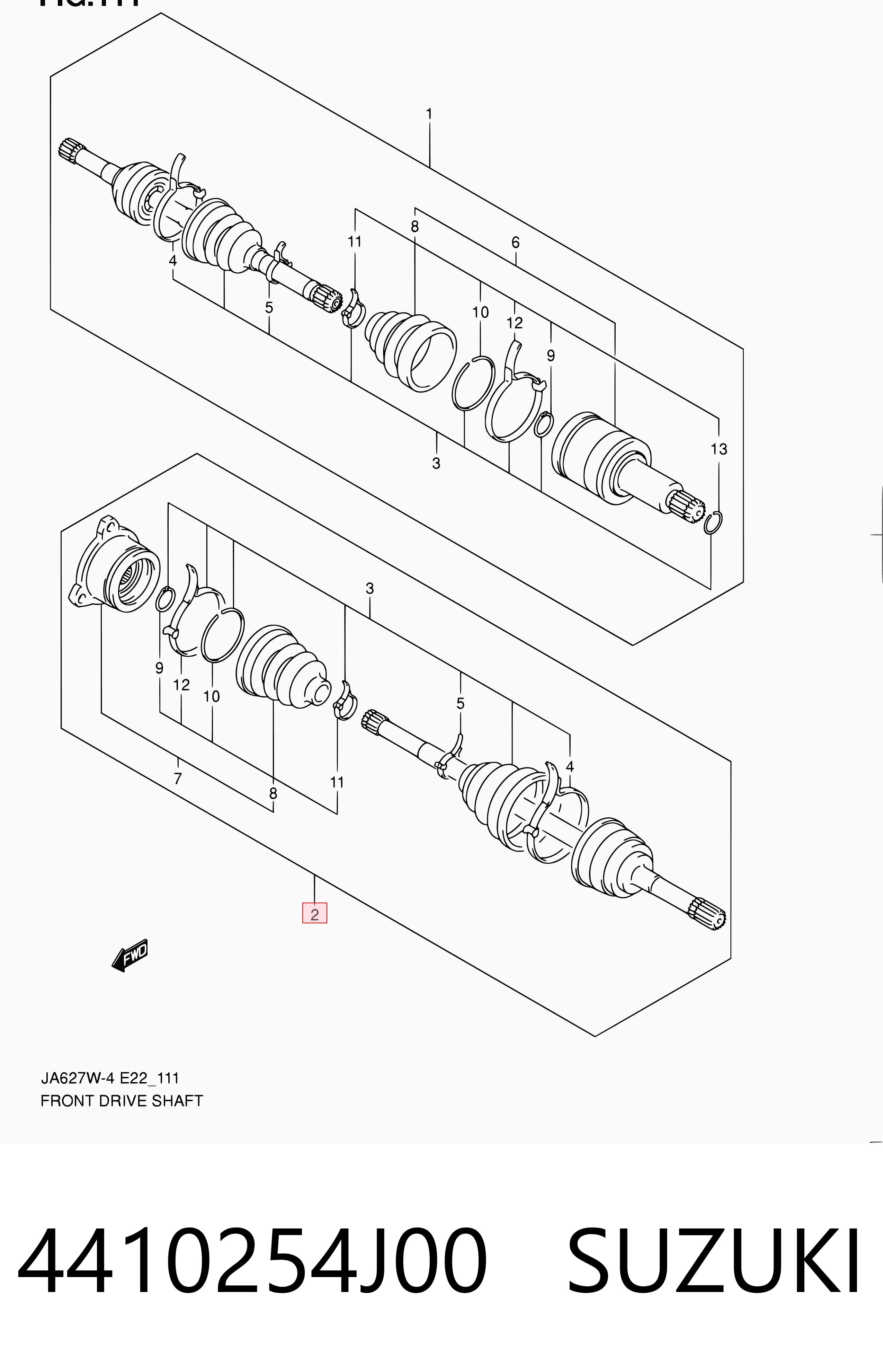 4410254J00 Suzuki Полуось передняя левая