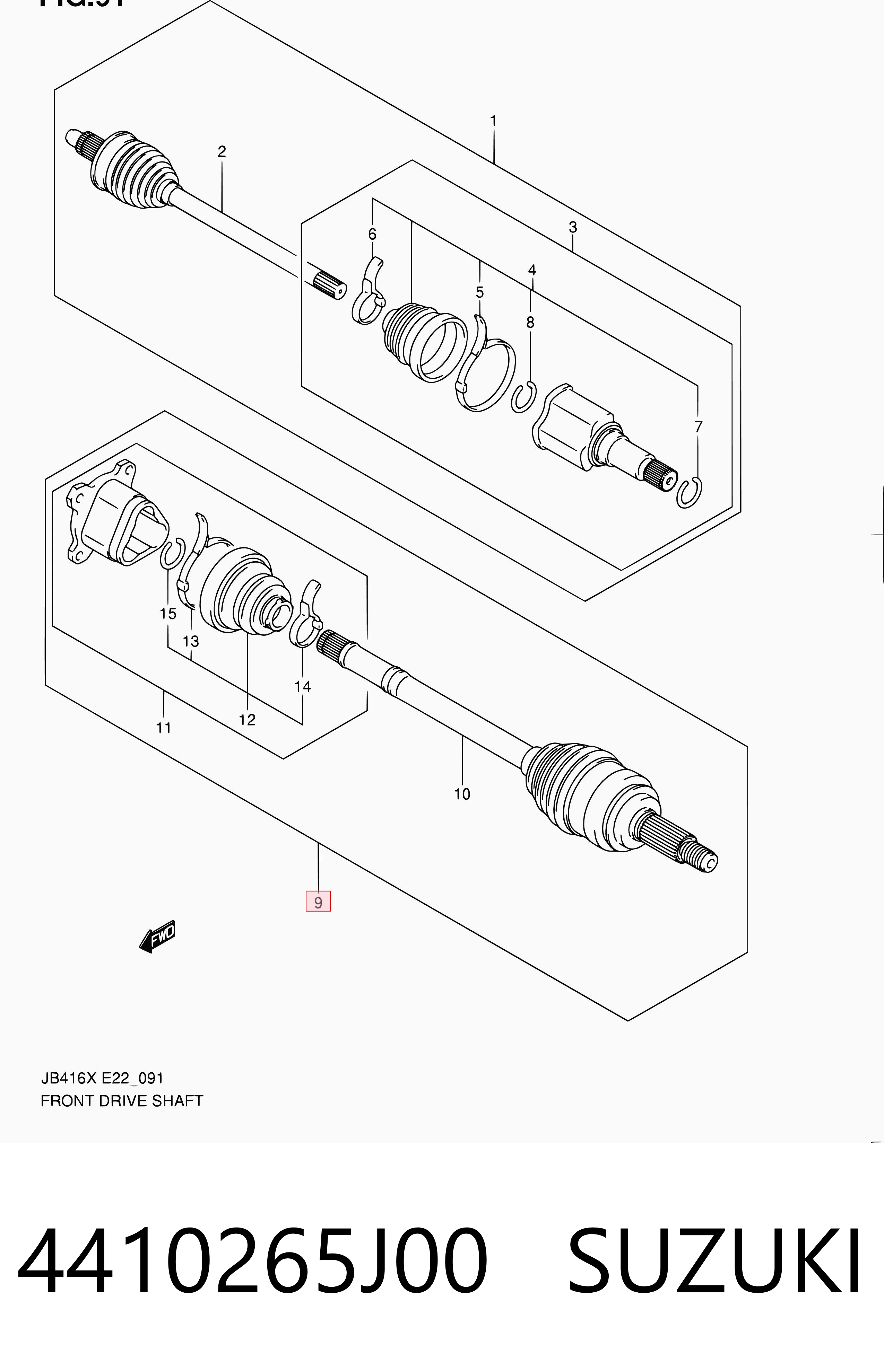 4410265J00 Suzuki Полуось передняя левая