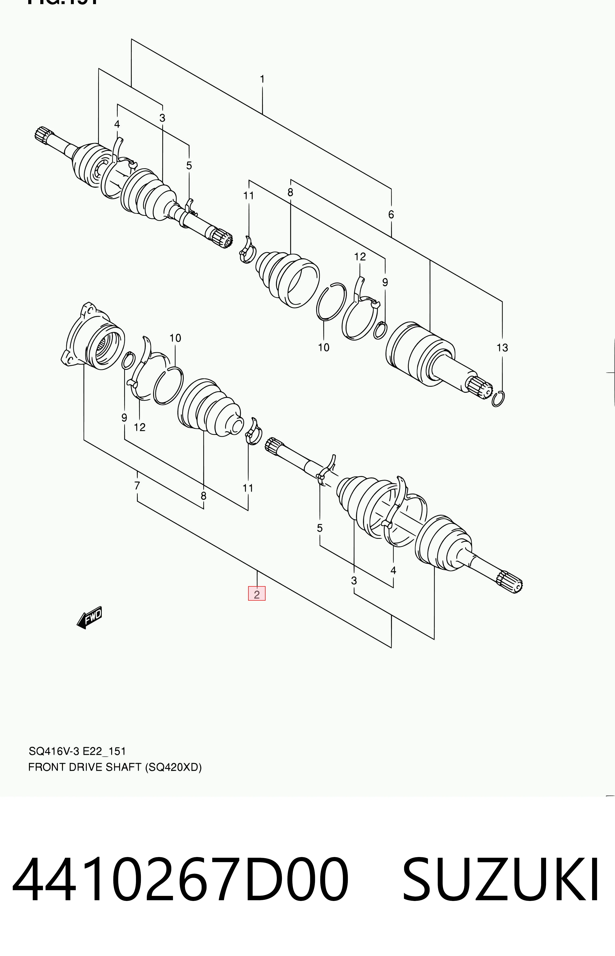 4410267D00 Suzuki Полуось передняя левая