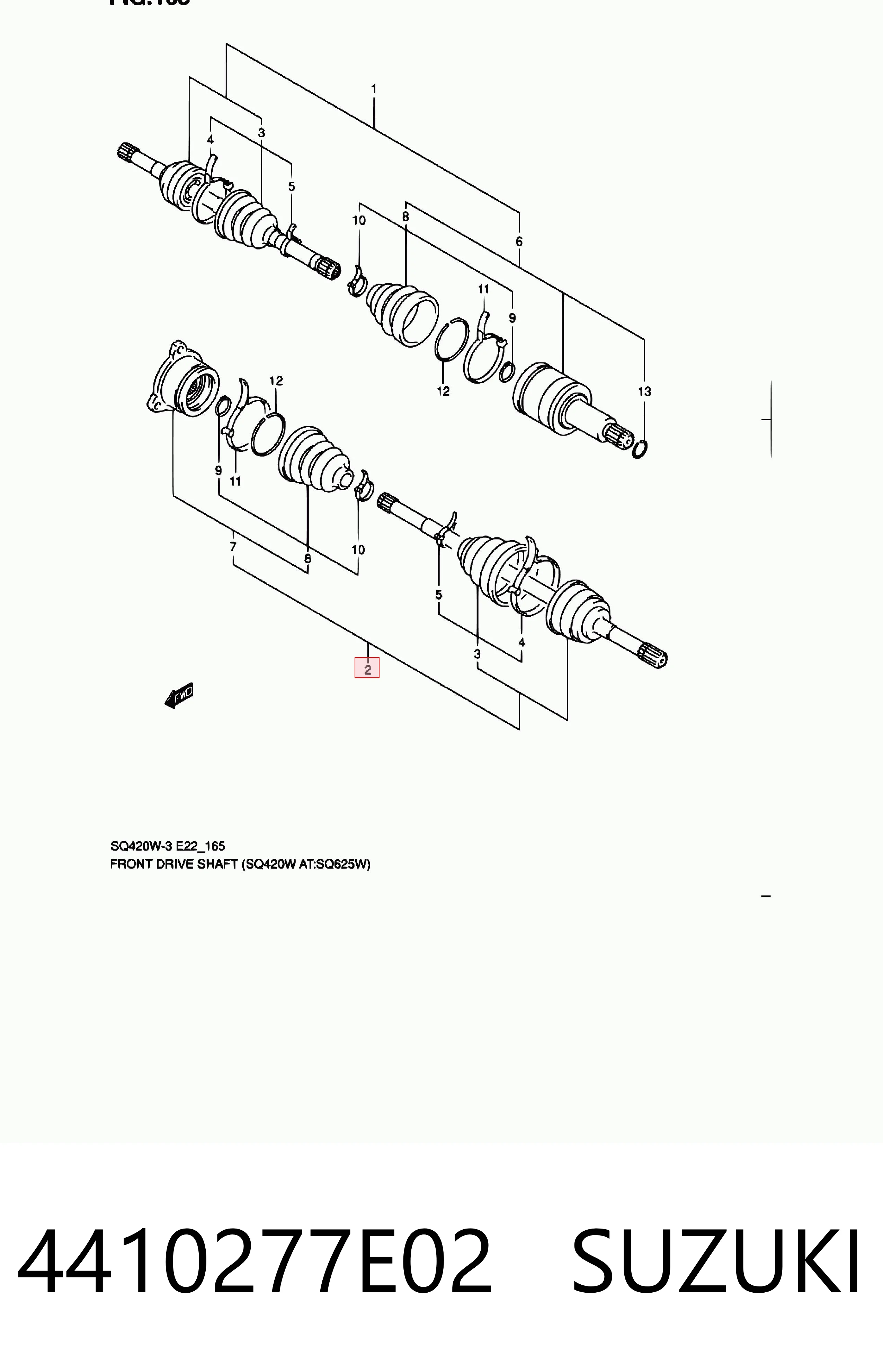 4410277E02 Suzuki Полуось передняя левая