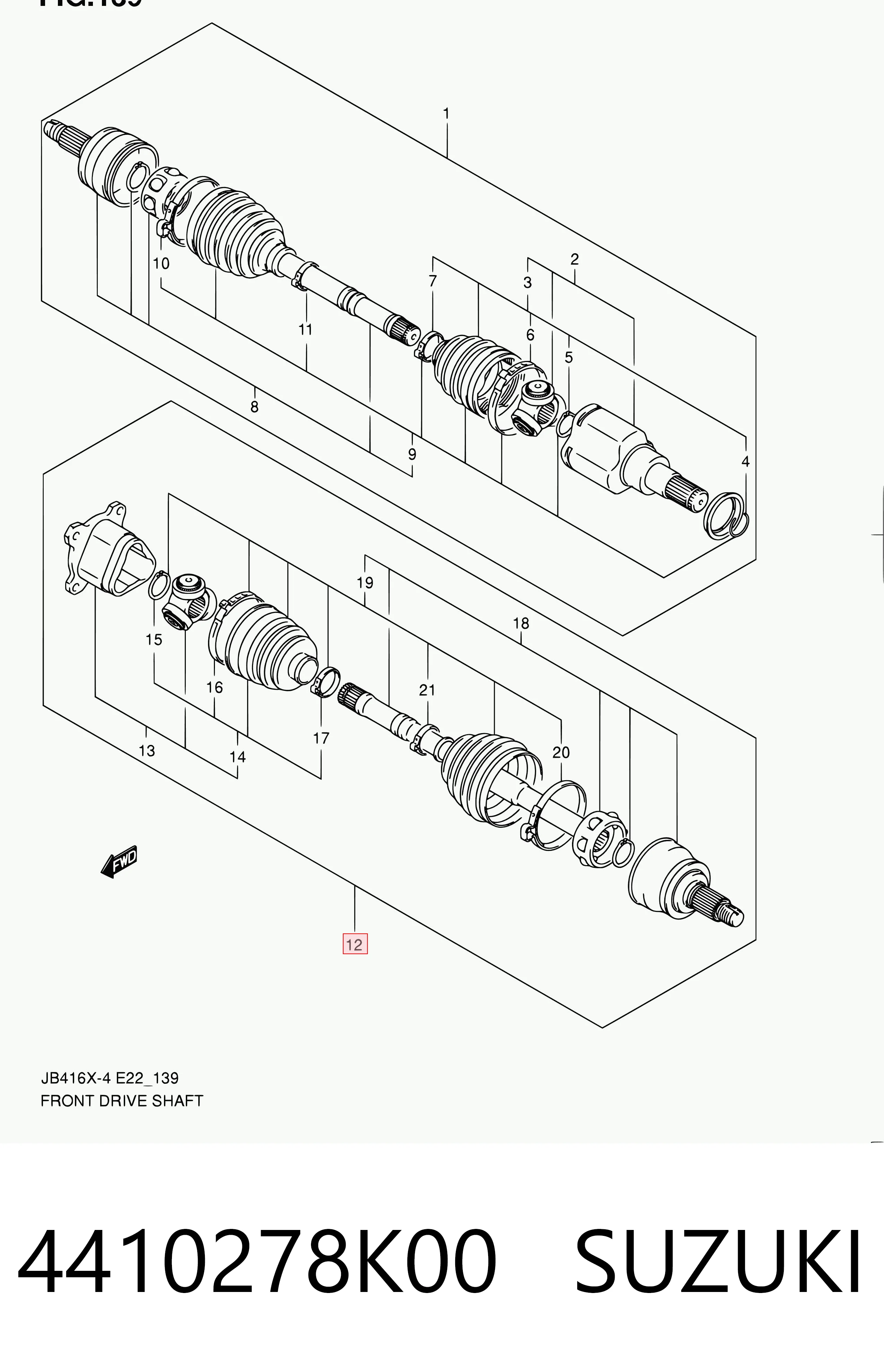 4410278K00 Suzuki Полуось передняя левая