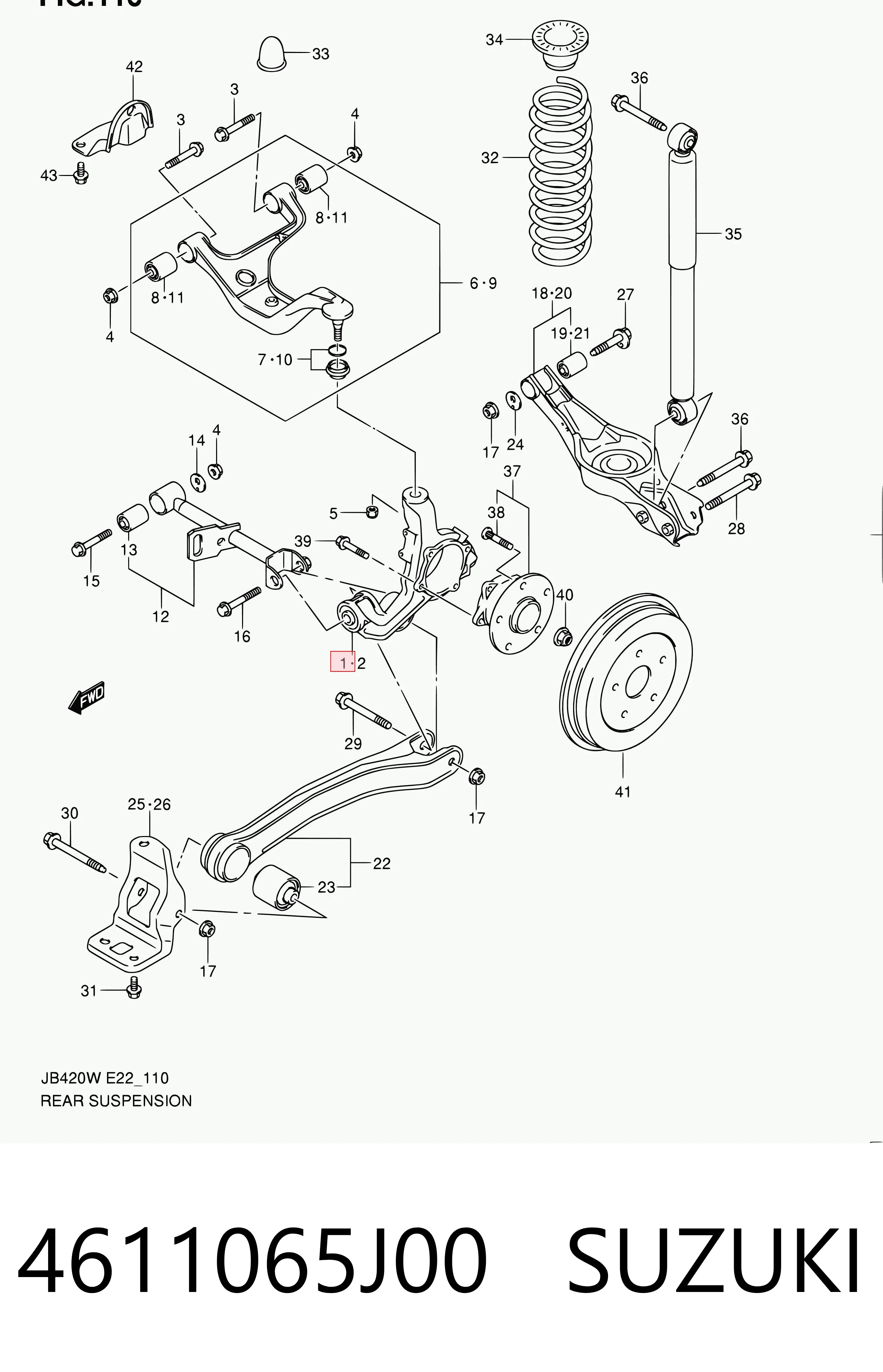4611065J00 Suzuki Цапфа правая