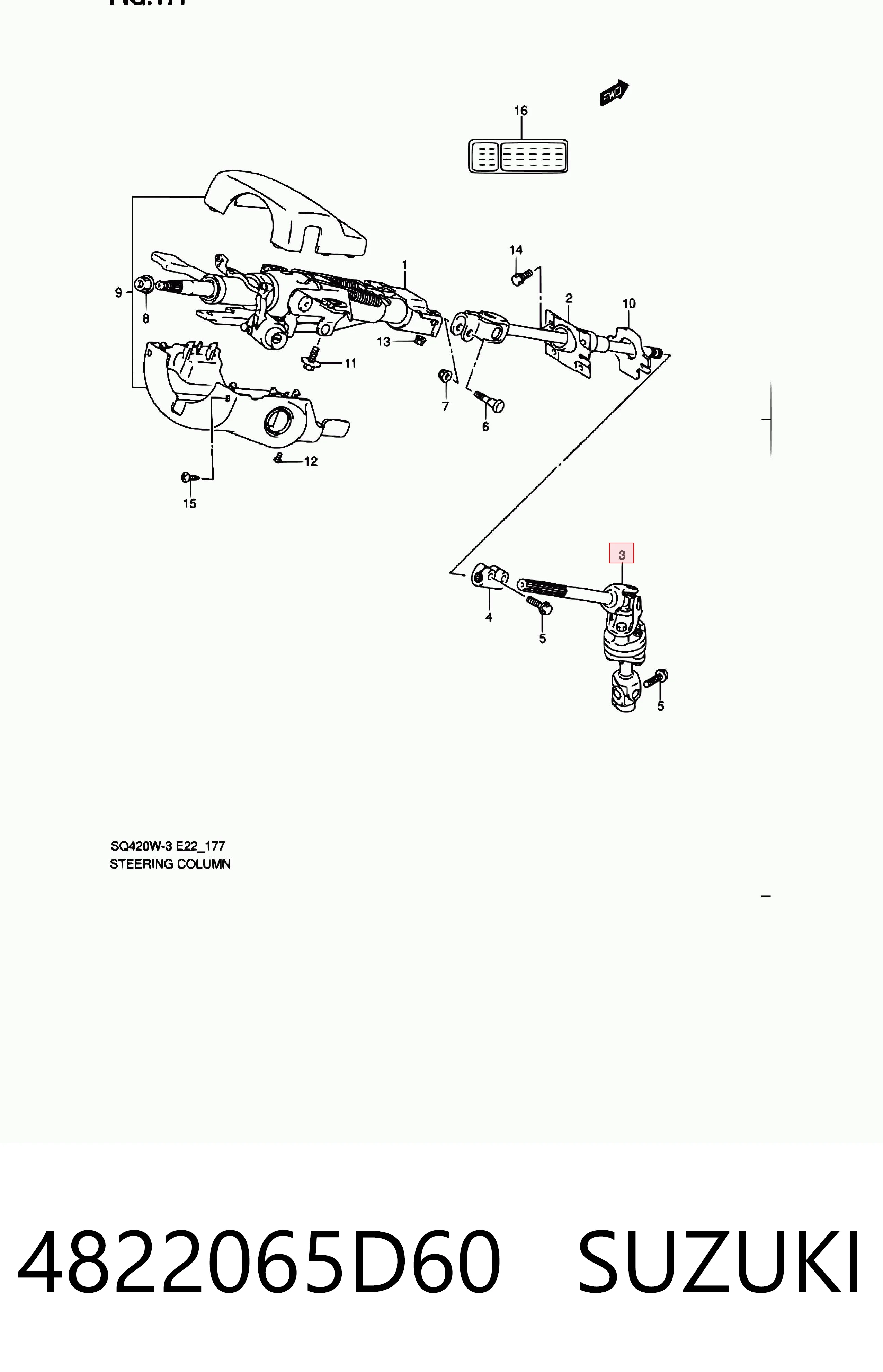 4822065D60 Suzuki Вал рулевой колонки, нижний