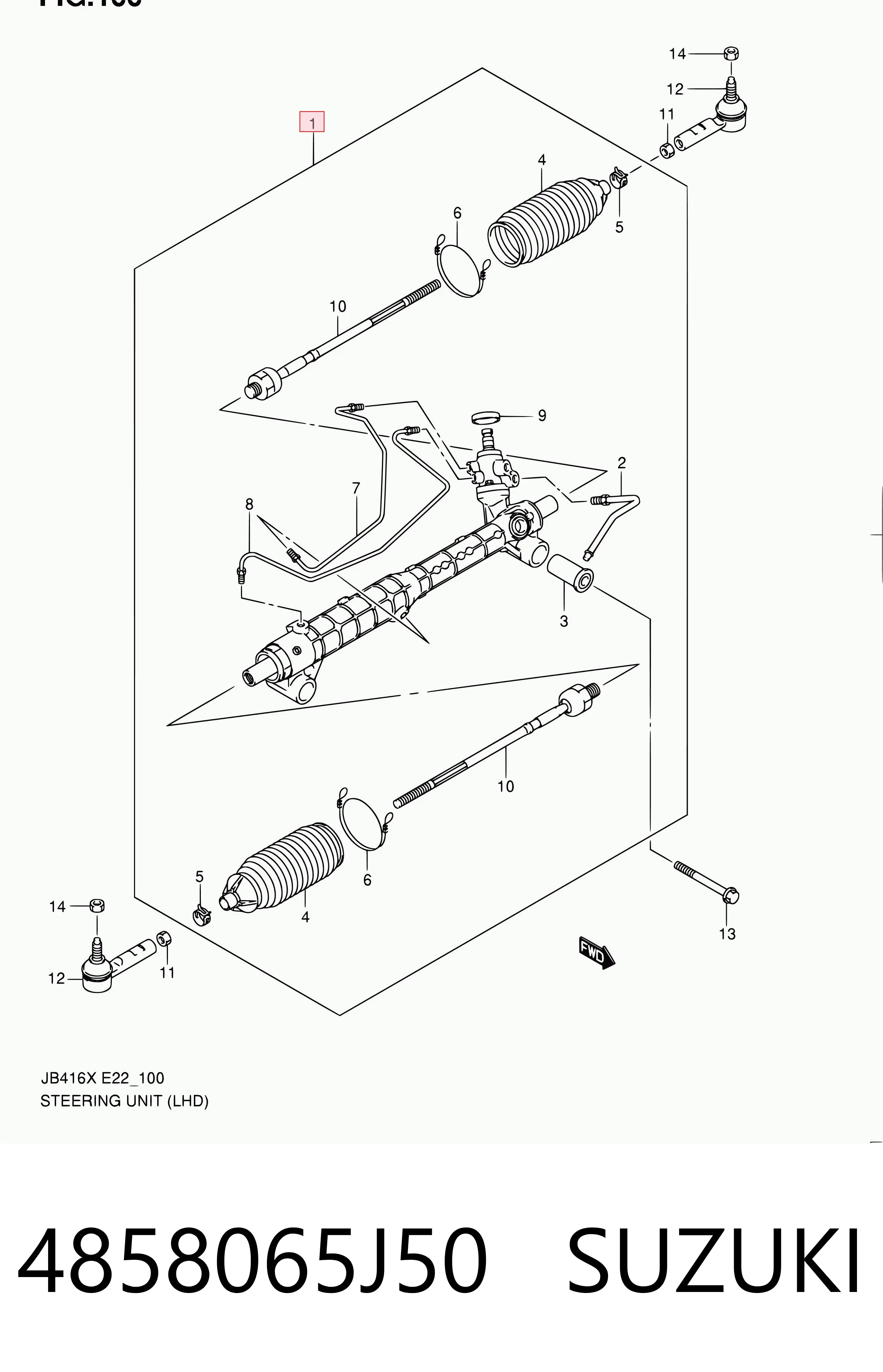 4858065J50 Suzuki Управление рулевое в сборе