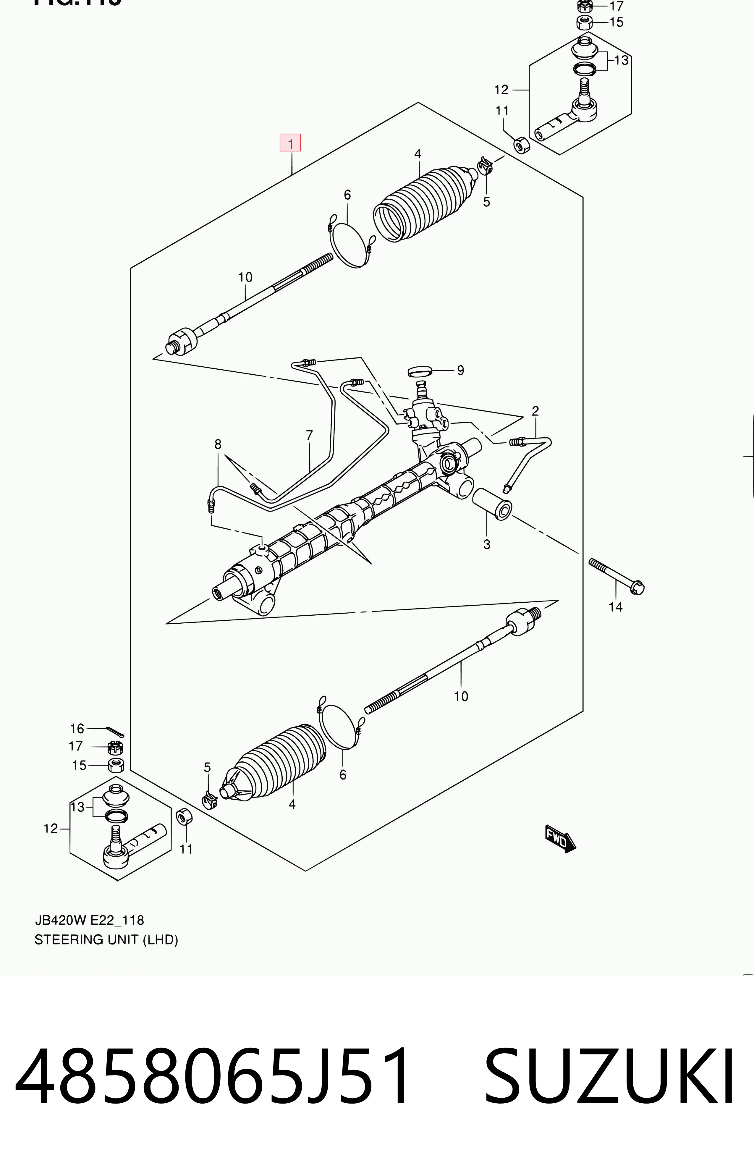 4858065J51 Suzuki Управление рулевое в сборе