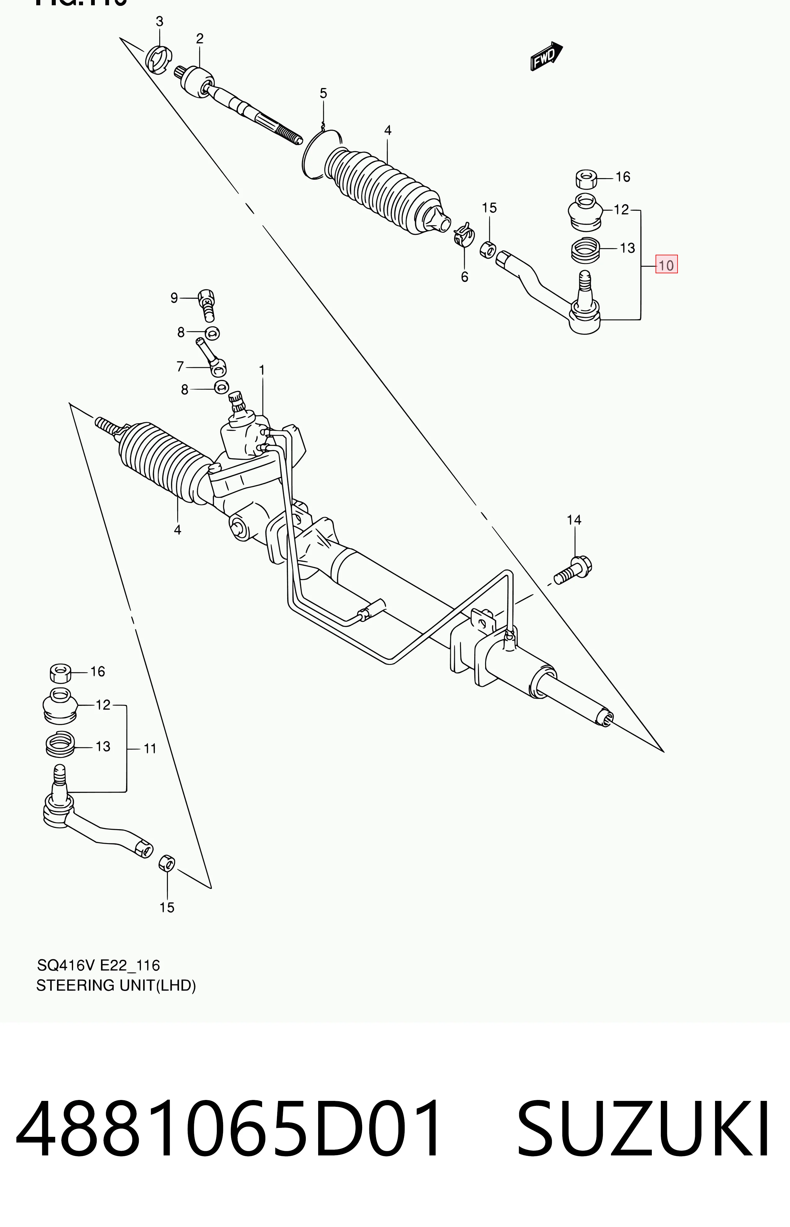 4881065D01 Suzuki Наружный наконечник рулевой тяги