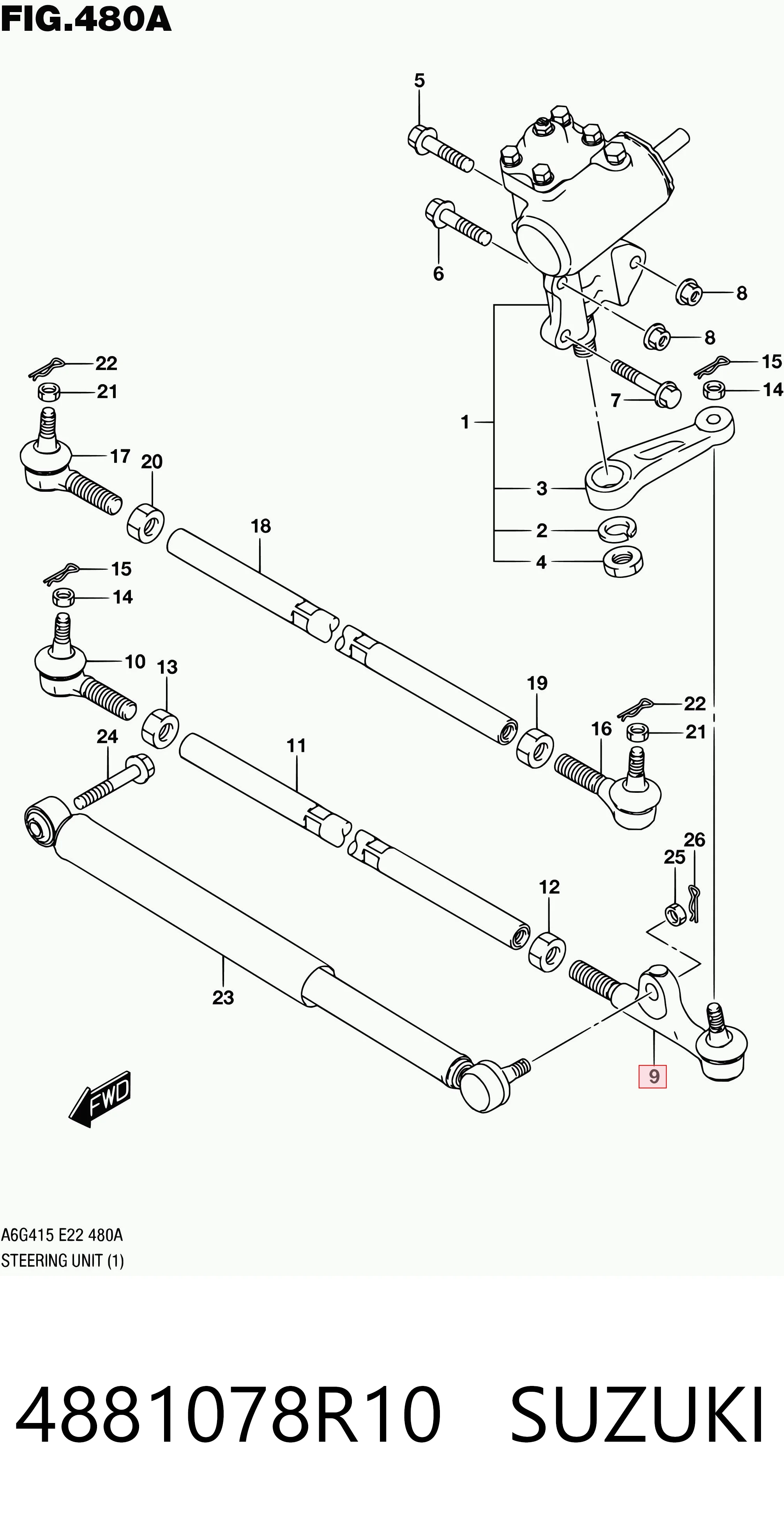 4881078R10 Suzuki Наконечник рулевой тяги внутренний левый