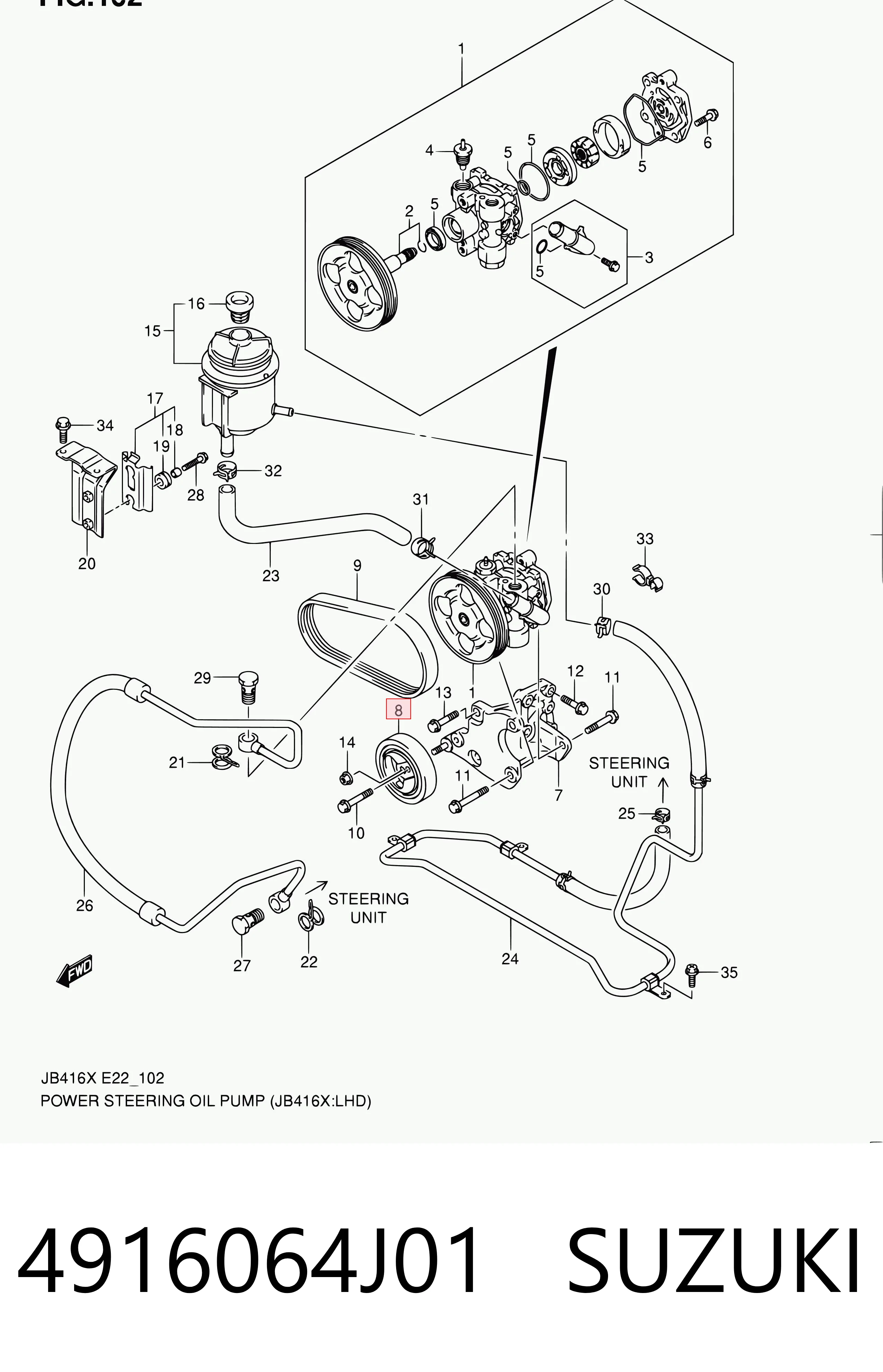 4916064J01 Suzuki Ролик натяжителя ремня агрегатов
