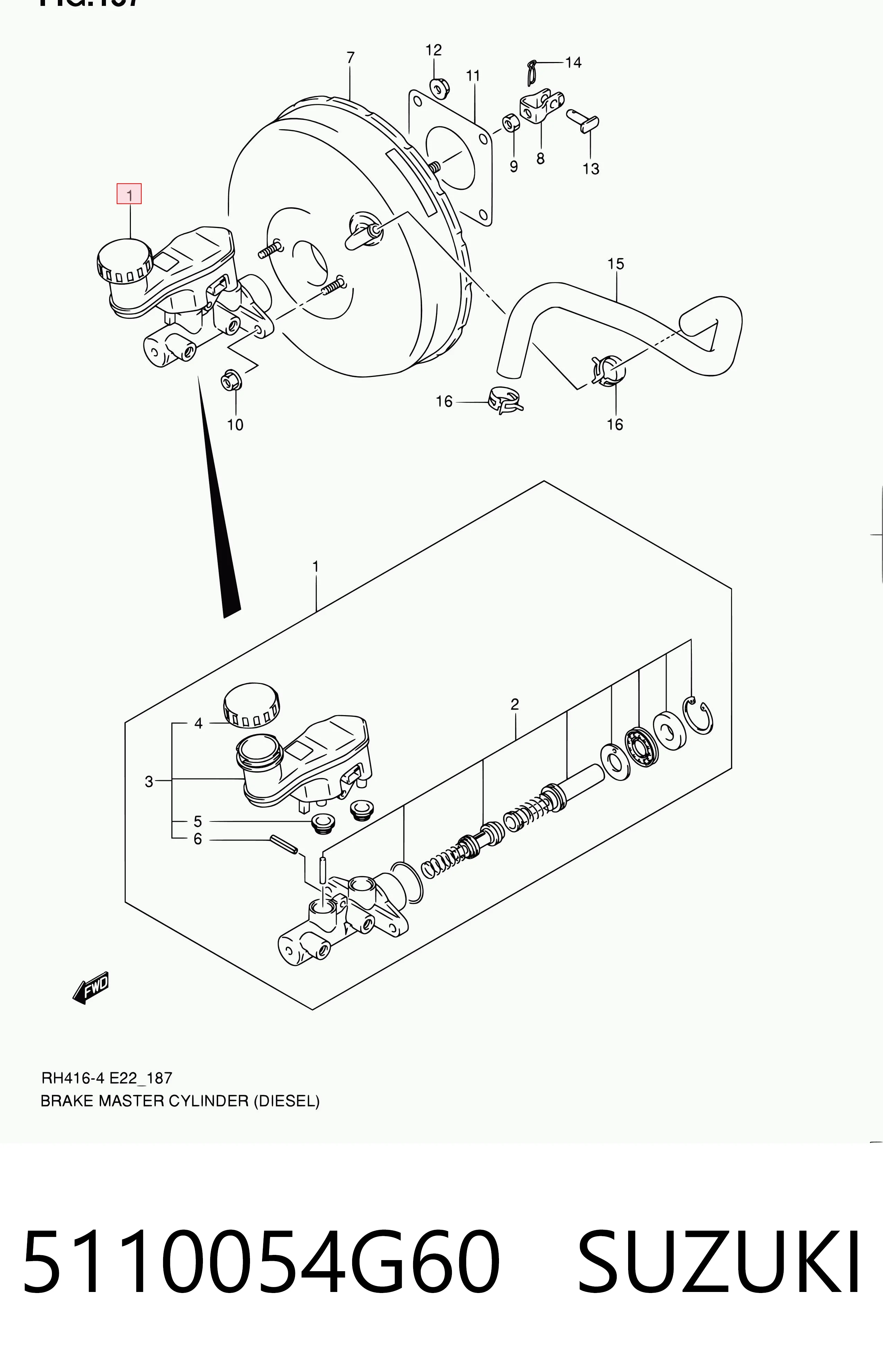 5110054G60 Suzuki Цилиндр тормозной, главный