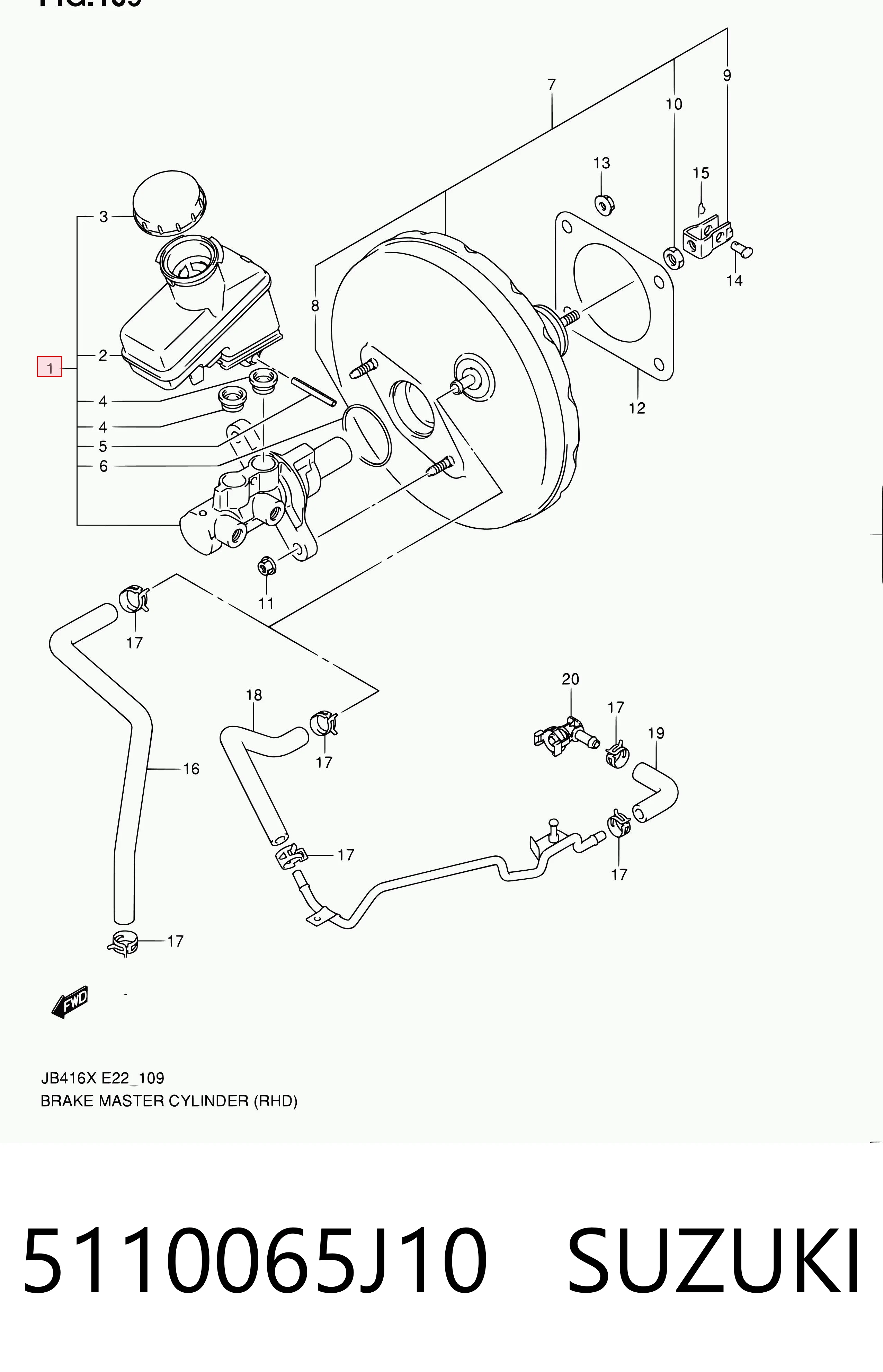 5110065J10 Suzuki Цилиндр тормозной, главный