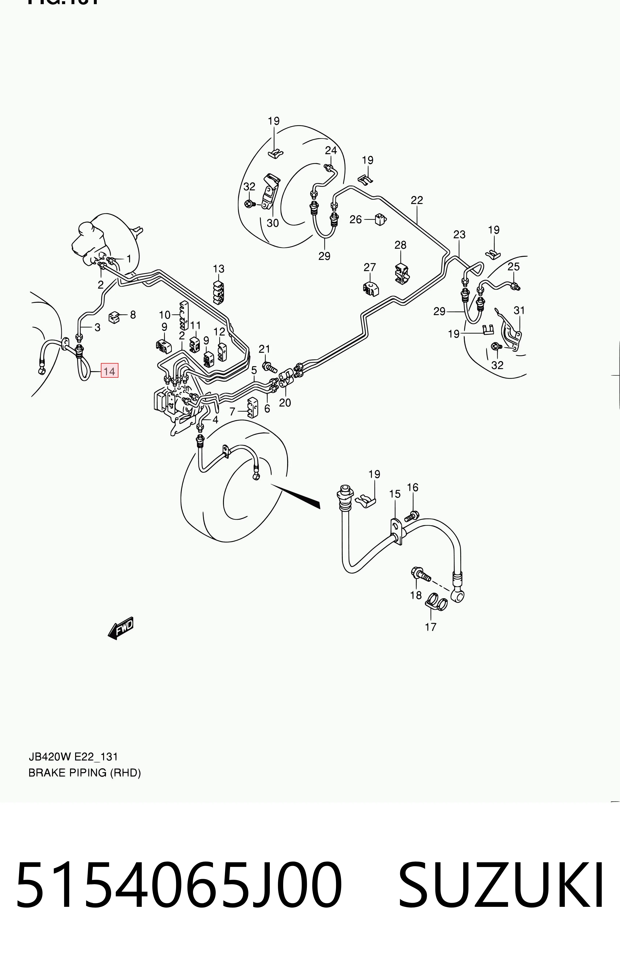 5154065J00 Suzuki Шланг тормозной передний правый