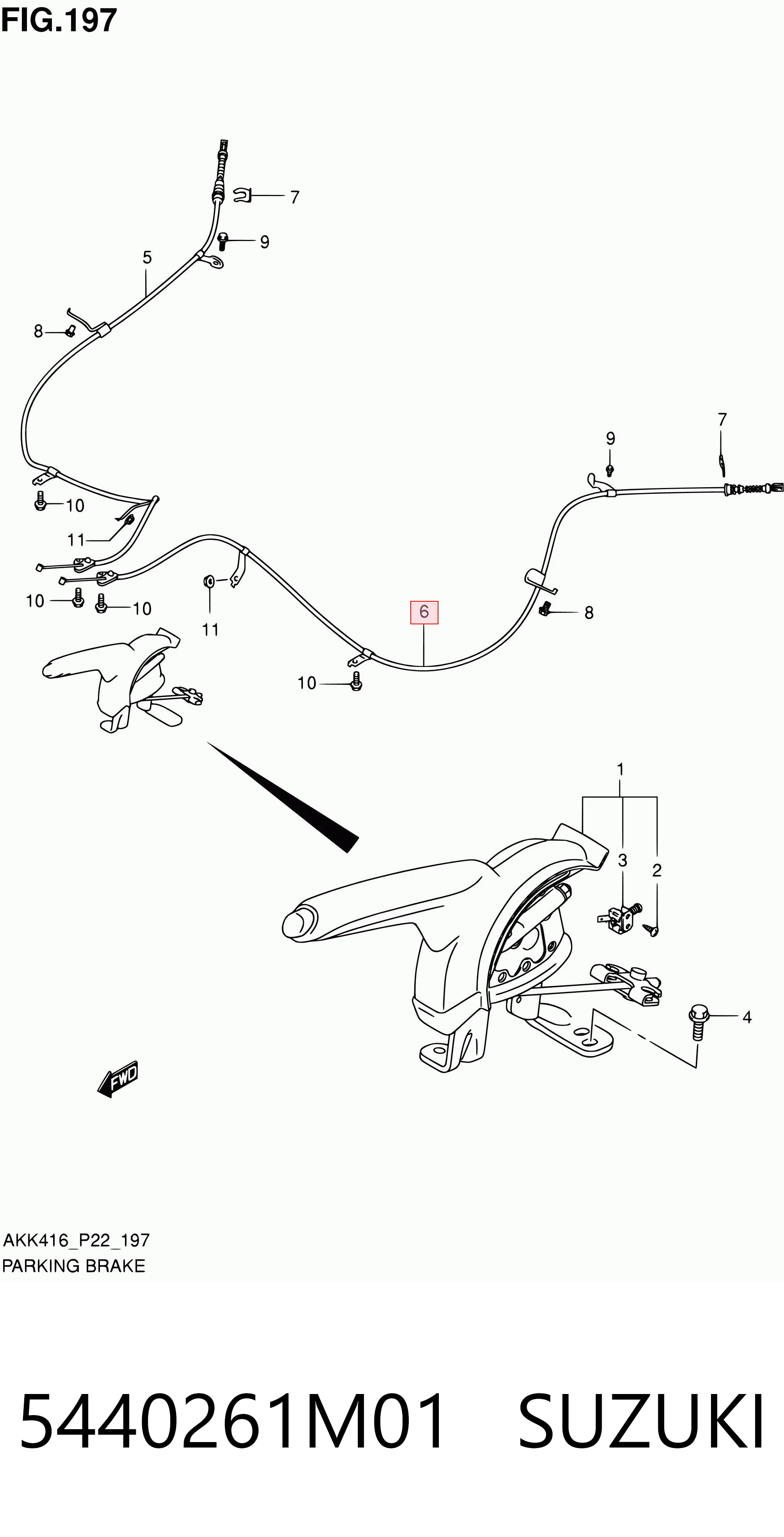 5440261M01 Suzuki Трос ручного тормоза