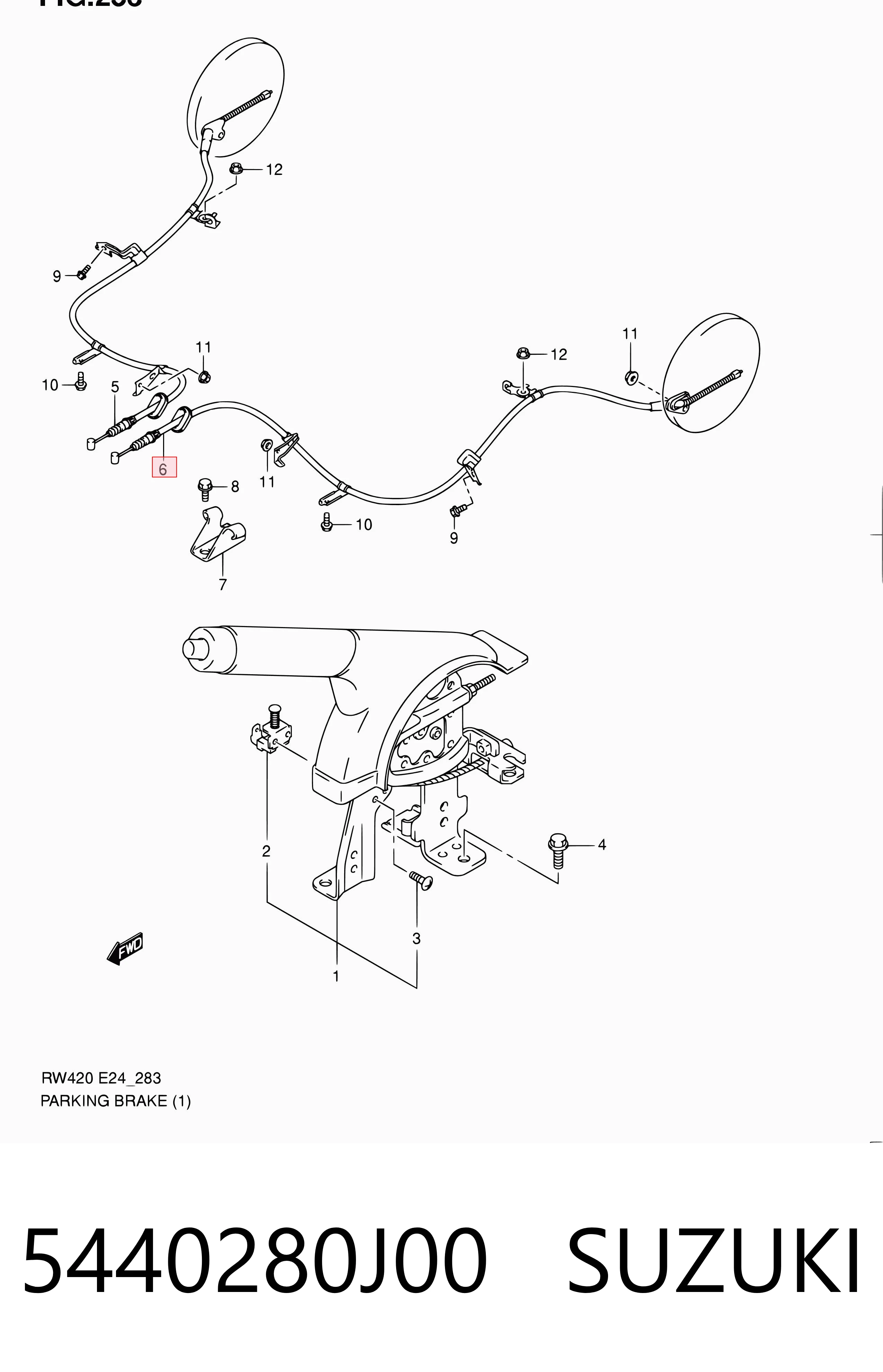 5440280J00 Suzuki Трос ручного тормоза