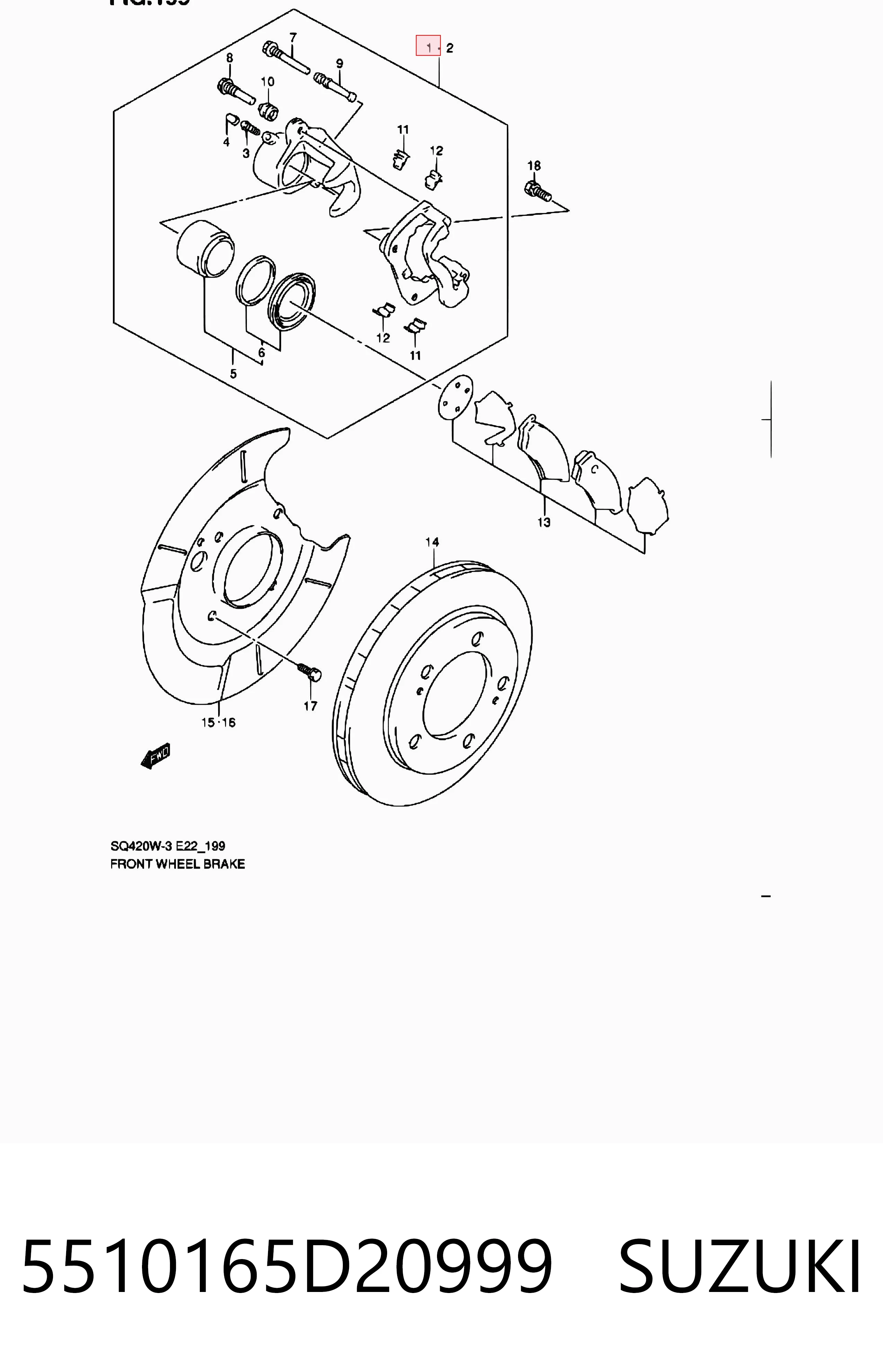 5510165D20999 Suzuki Ремкомплект суппорта тормозного, переднего