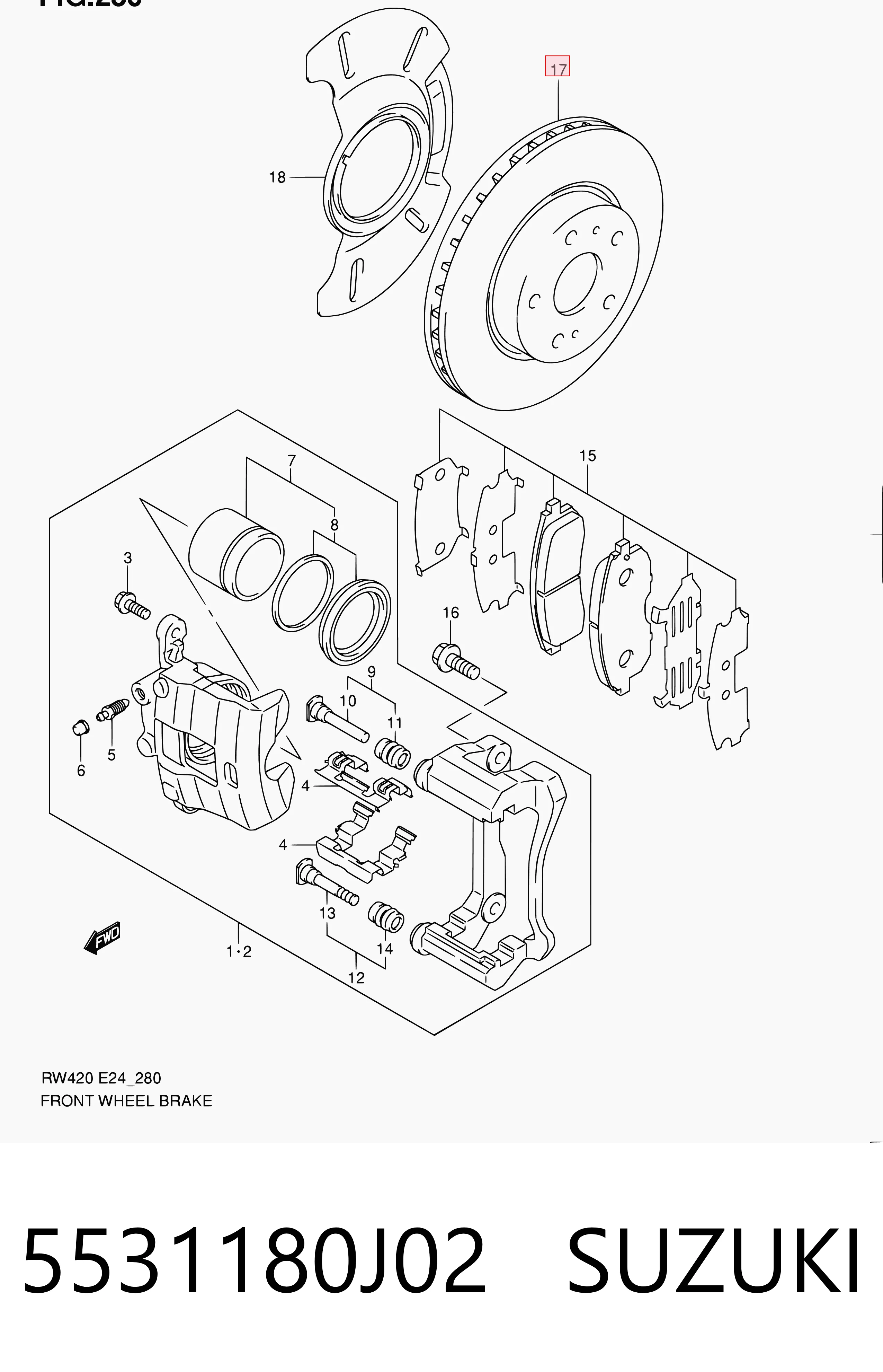 5531180J02 Suzuki Диск тормозной передний