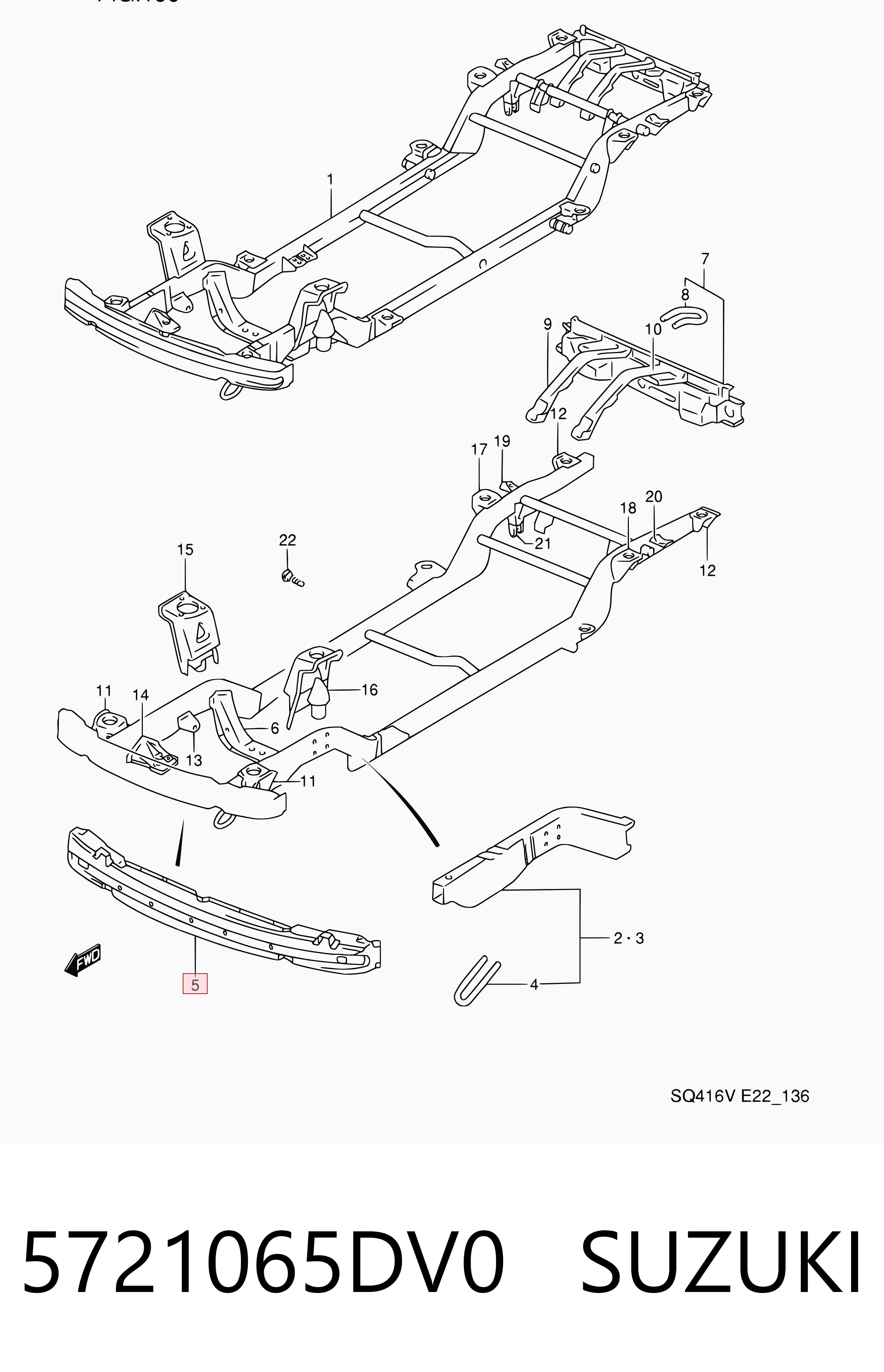 5721065DV0 Suzuki Балка бампера переднего