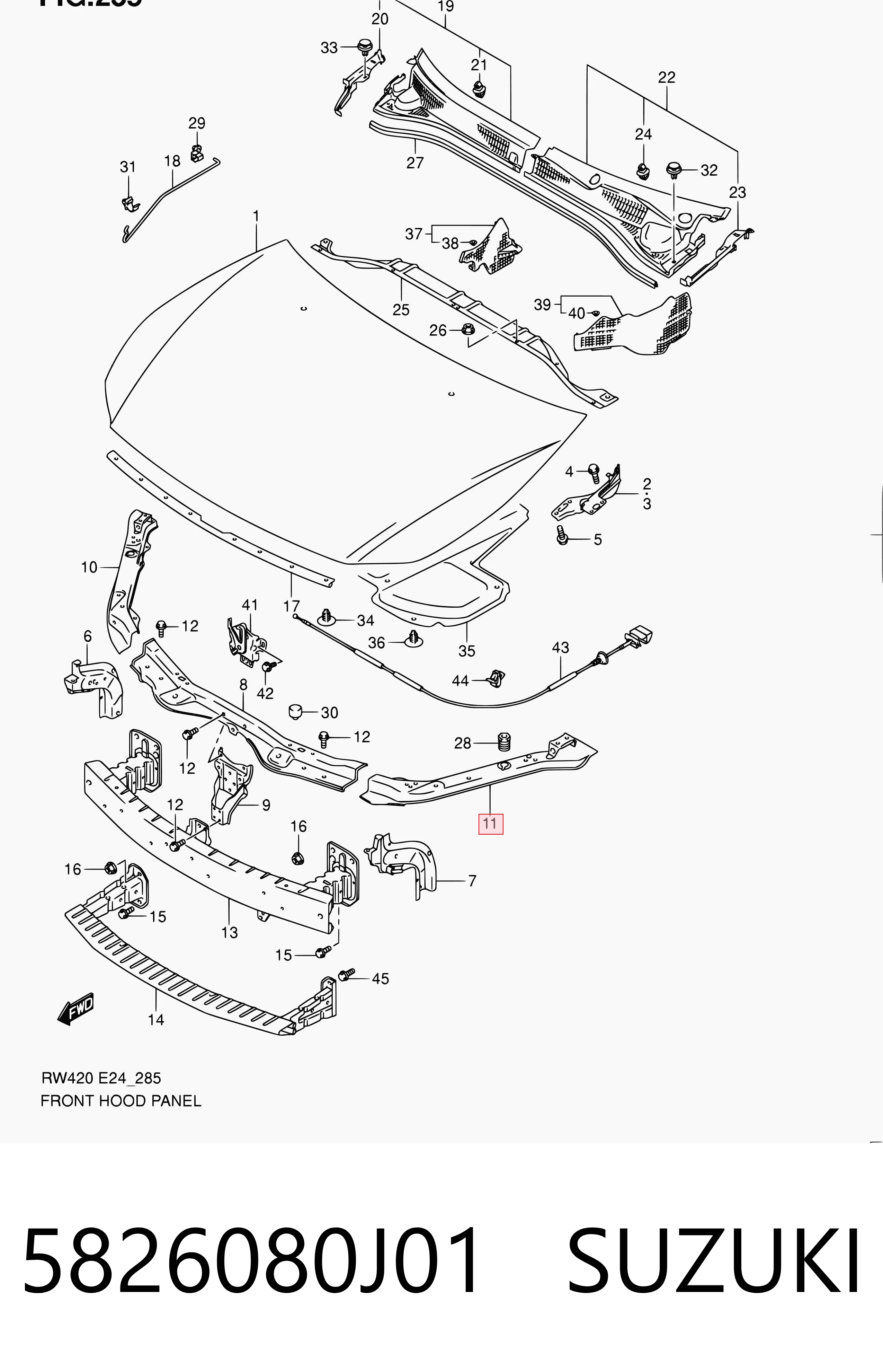 5826080J01 Suzuki Рамка радиатора левая