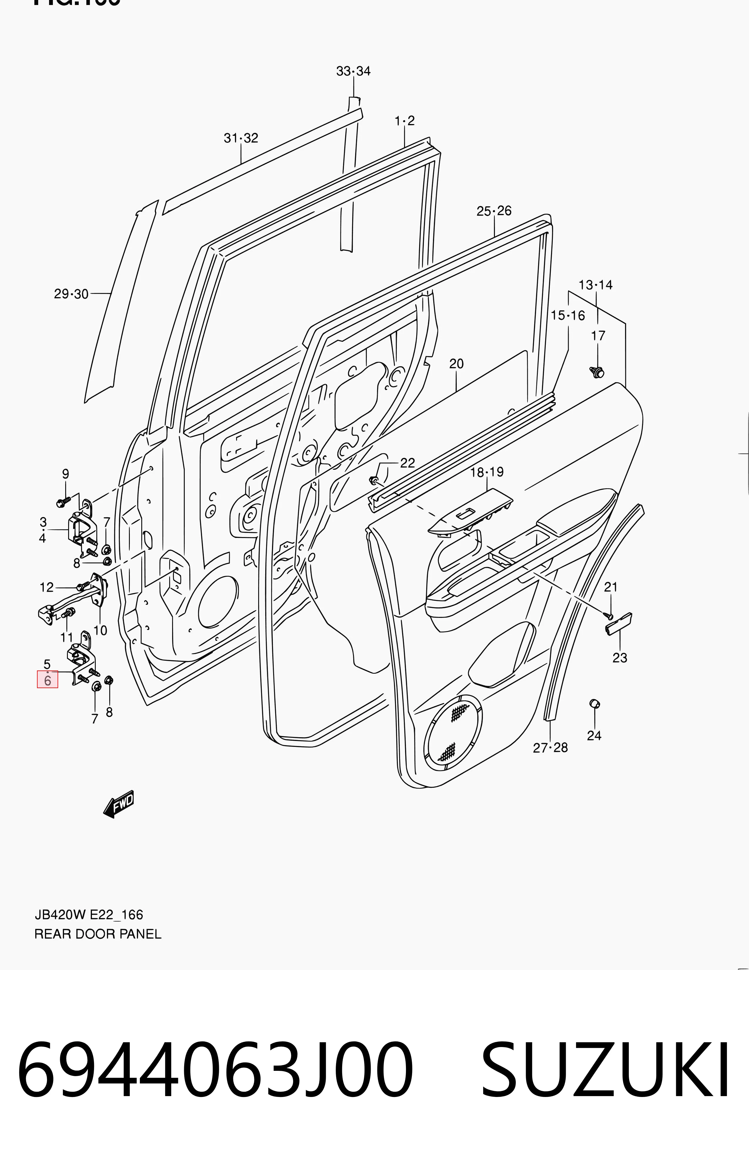 6944063J00 Suzuki Петля задней левой двери