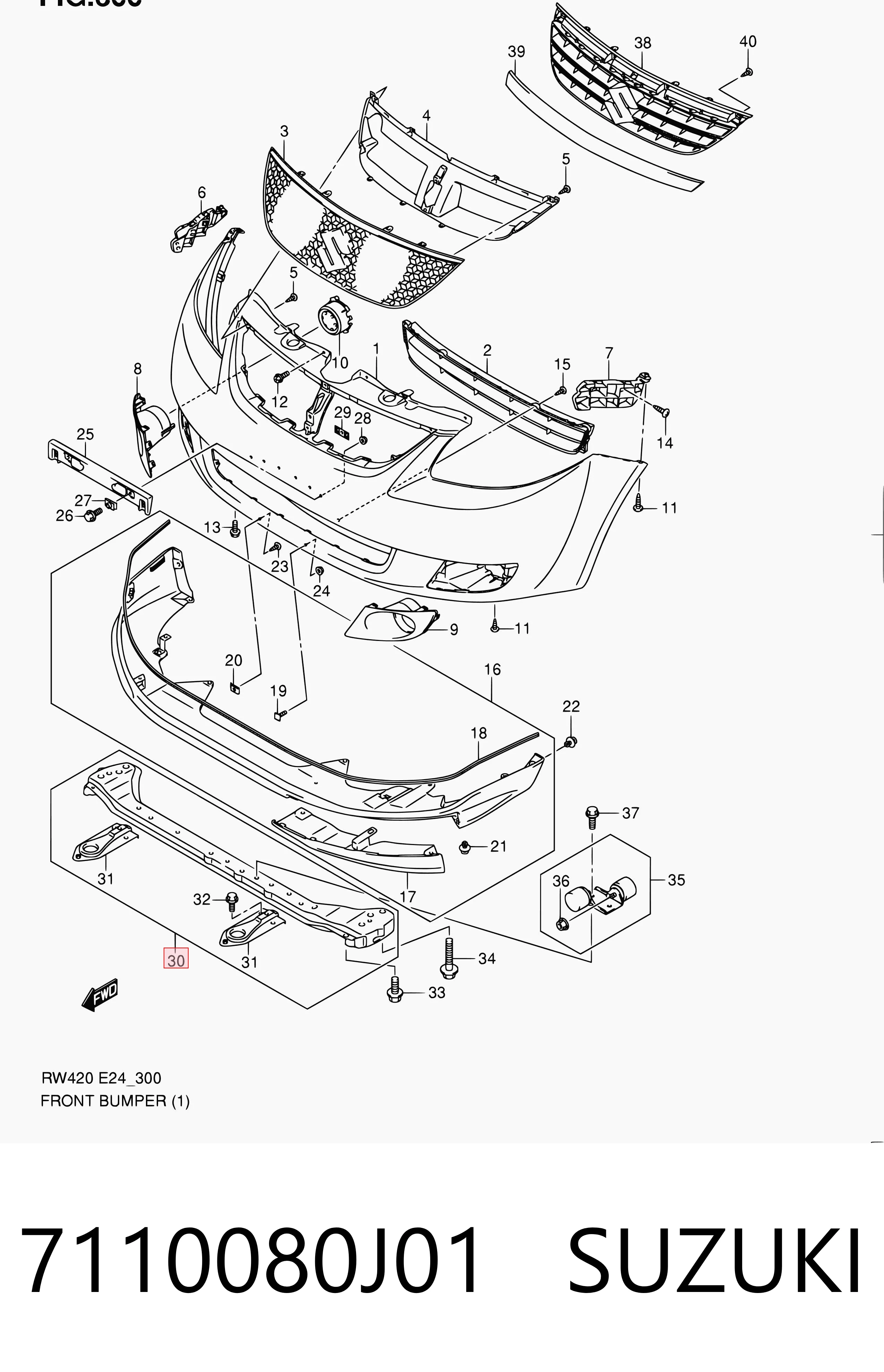 7110080J01 Suzuki Рамка радиатора нижняя
