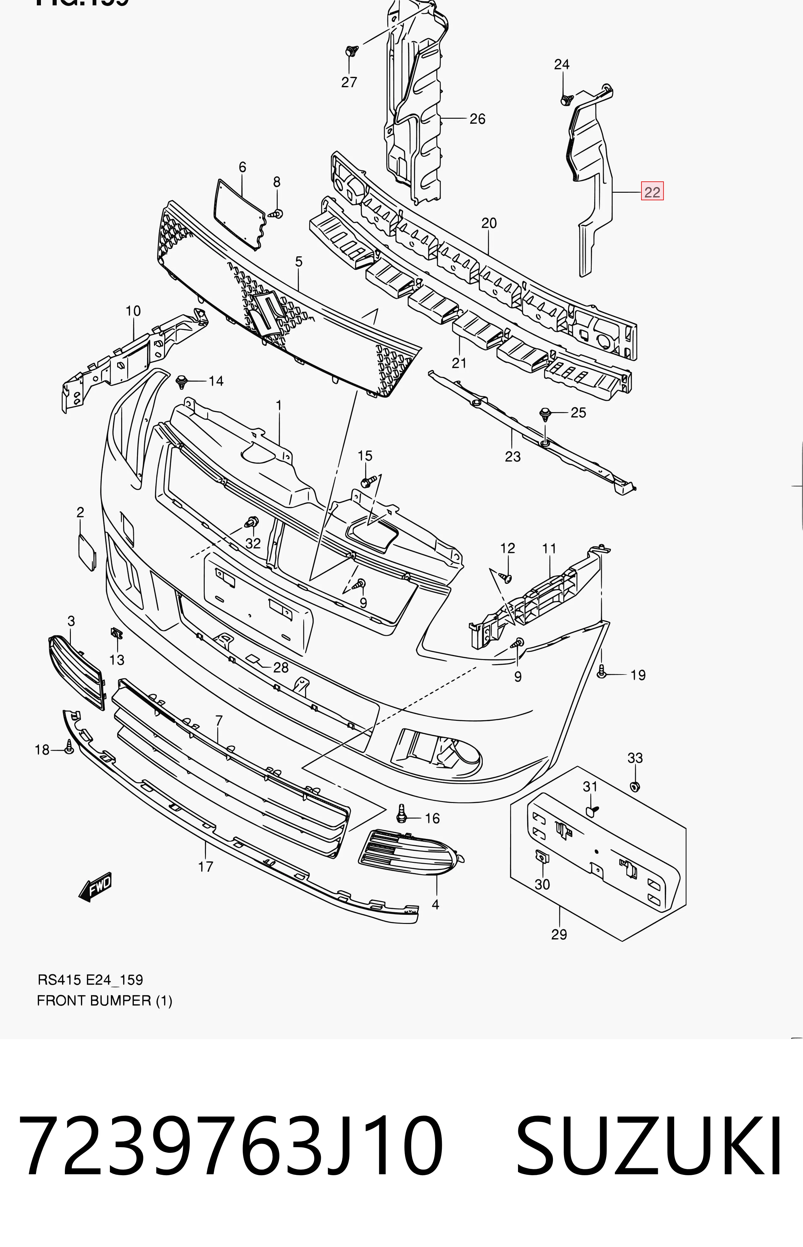 7239763J10 Suzuki Воздуховод (дефлектор) радиатора левый