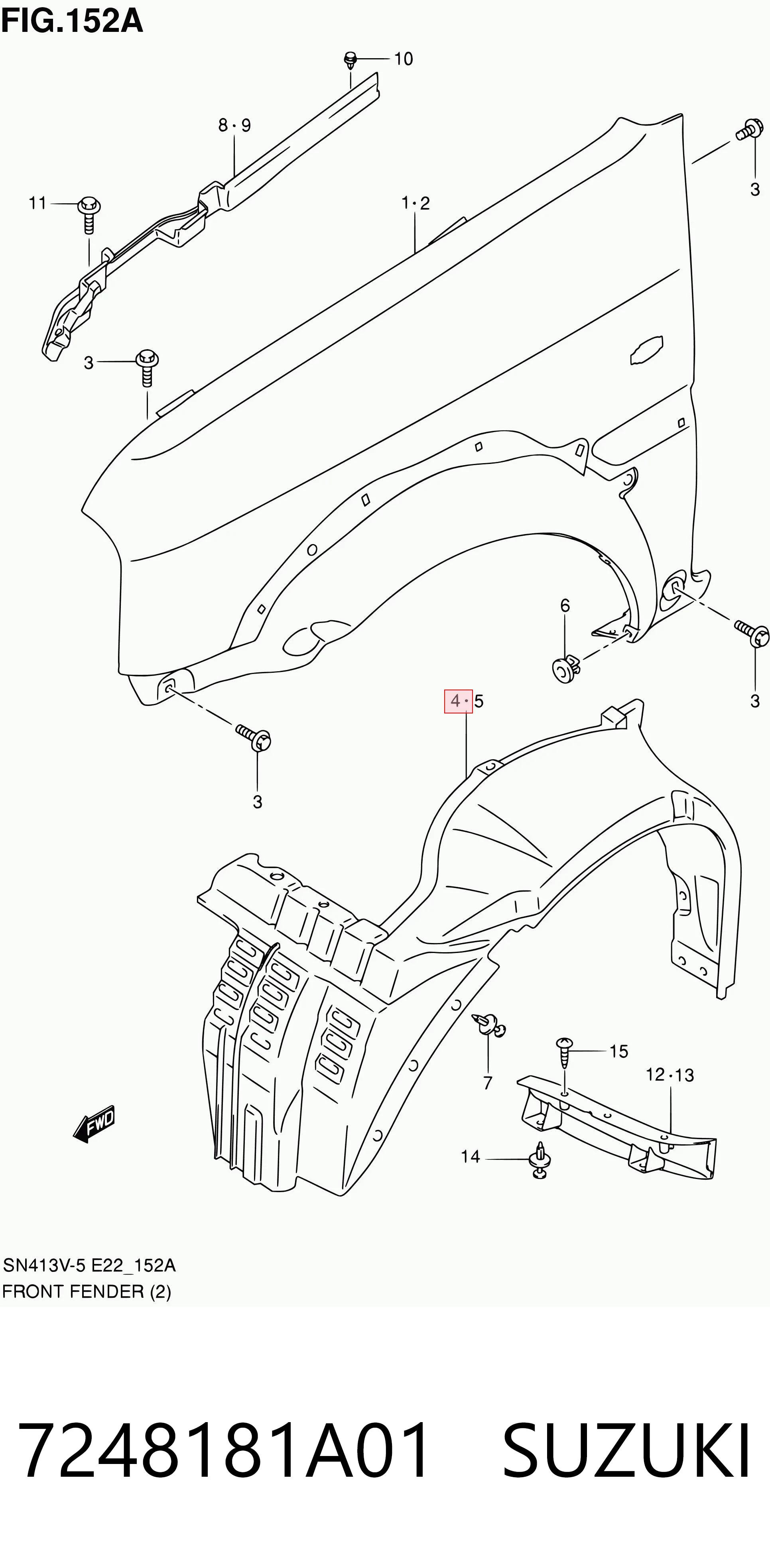 7248181A01 Suzuki Подкрыльник переднего крыла, правый