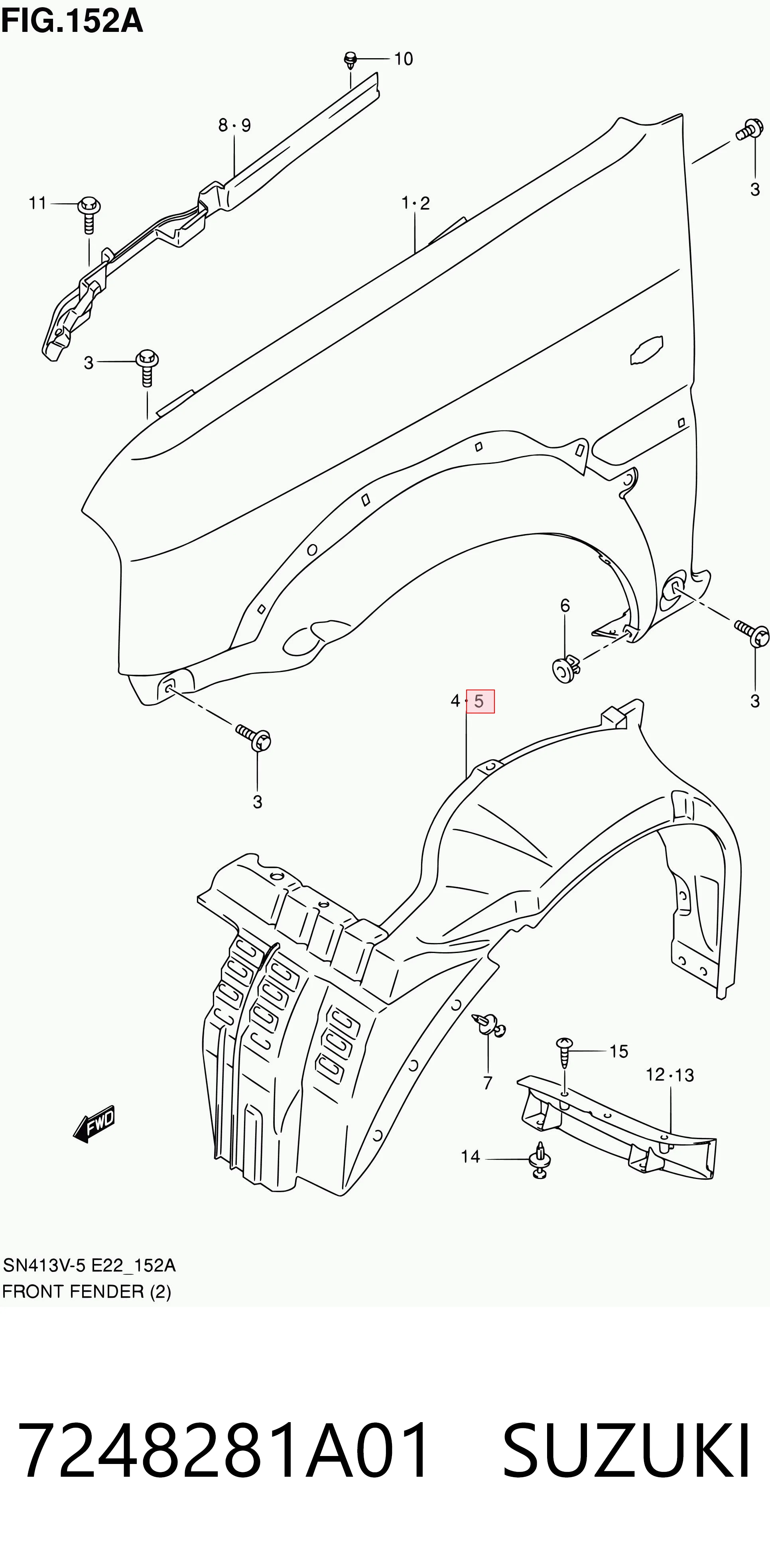 7248281A01 Suzuki Подкрылок крыла переднего левый