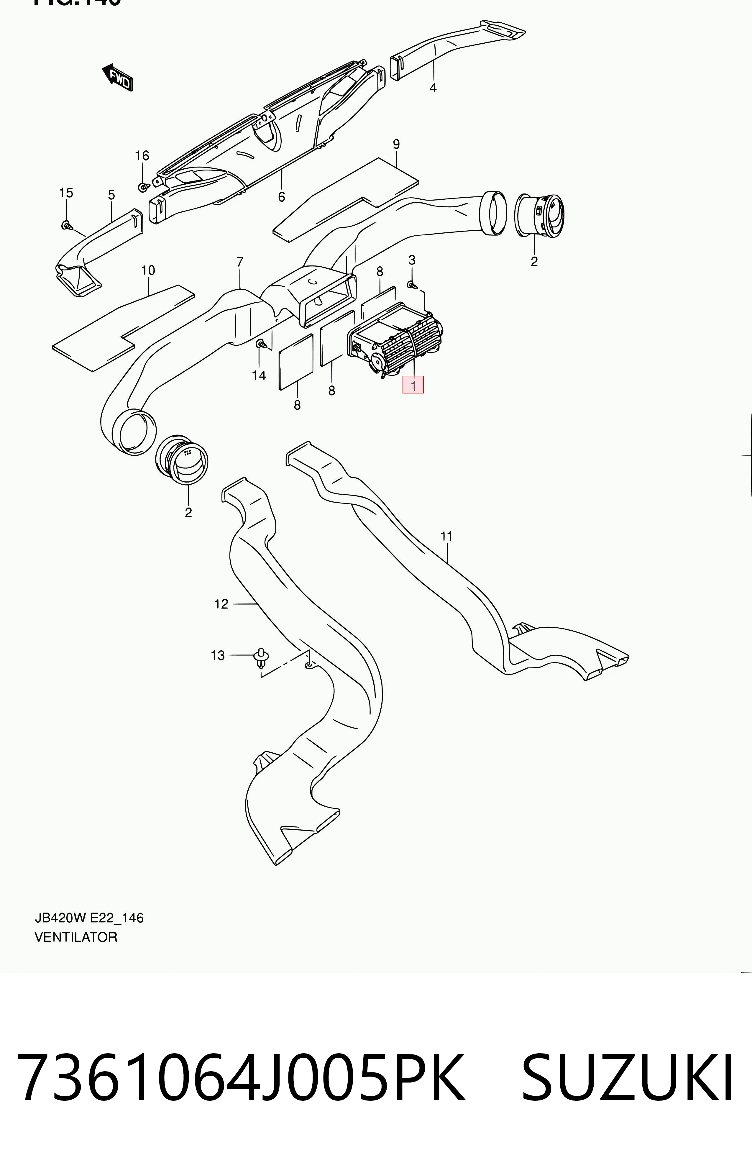 7361064J005PK Suzuki Решетка воздуховода