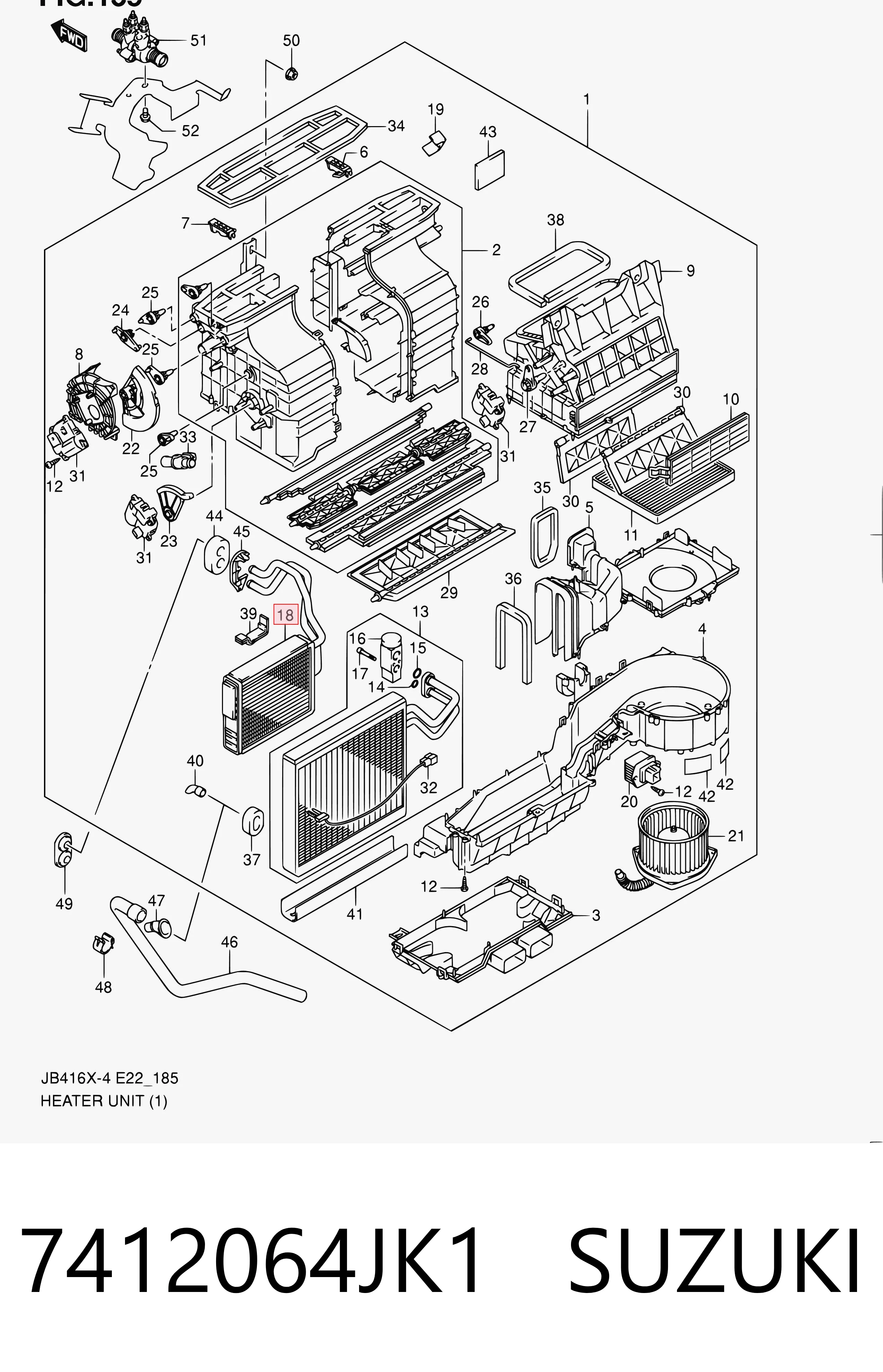 7412064JK1 Suzuki Радиатор отопителя салона