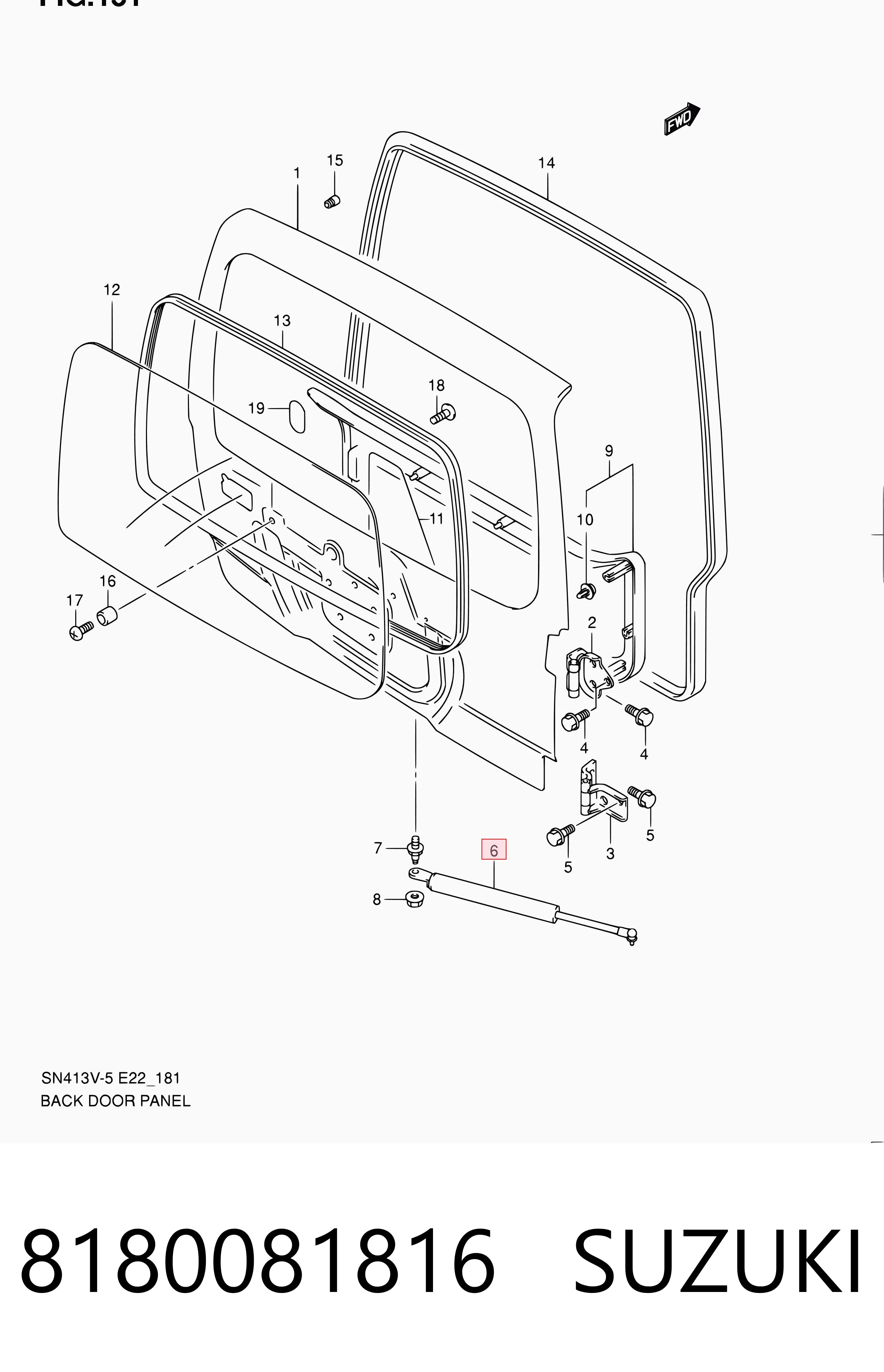 8180081816 Suzuki Амортизатор крышки багажника