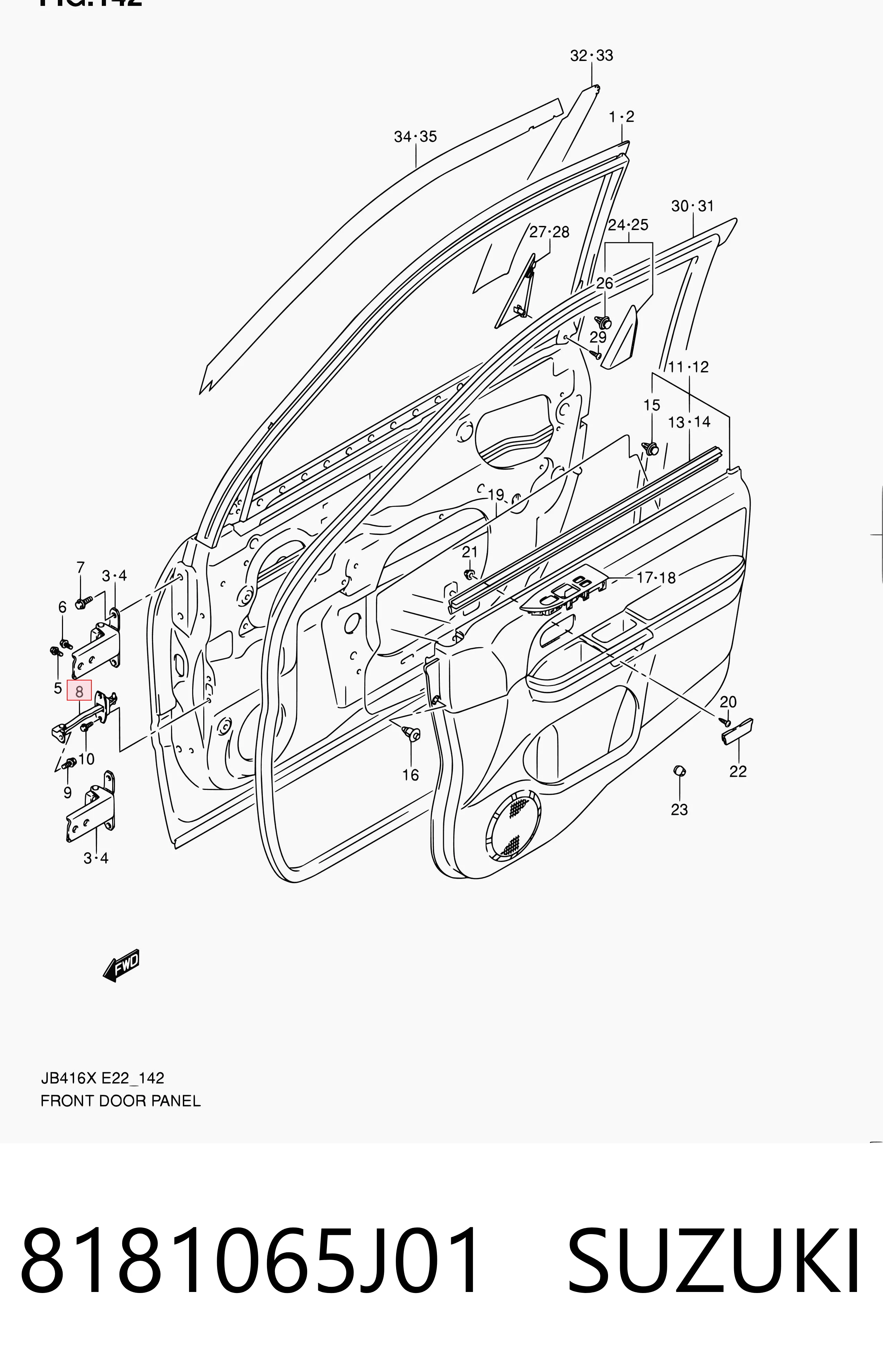 8181065J01 Suzuki Ограничитель открывания двери